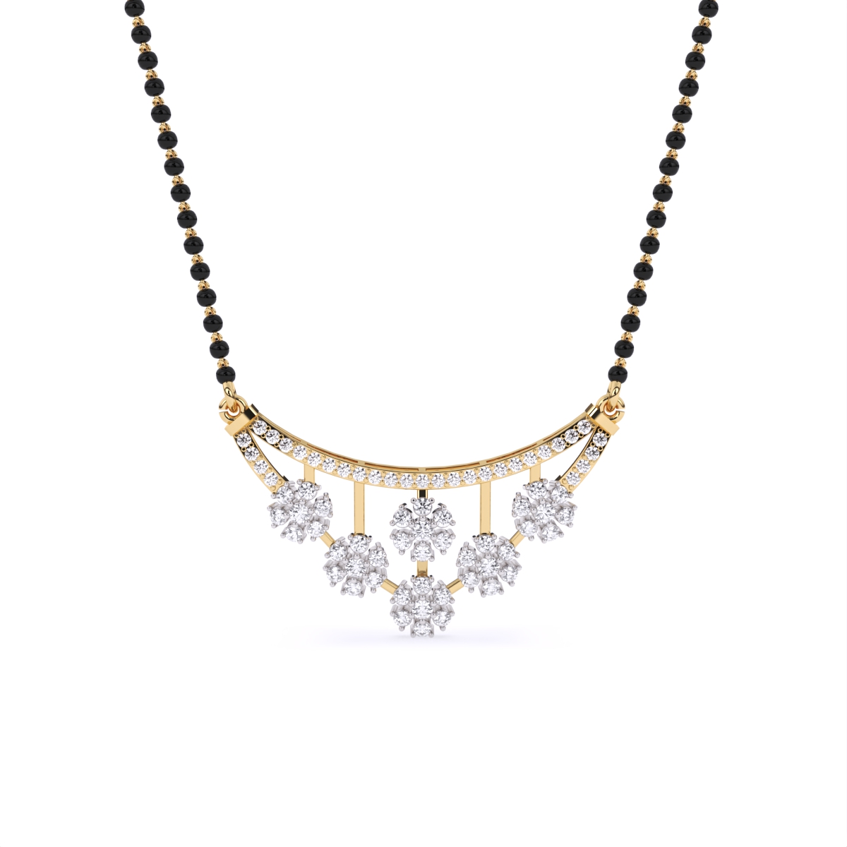 Floral Charm Diamond Pendant Mangalsutra