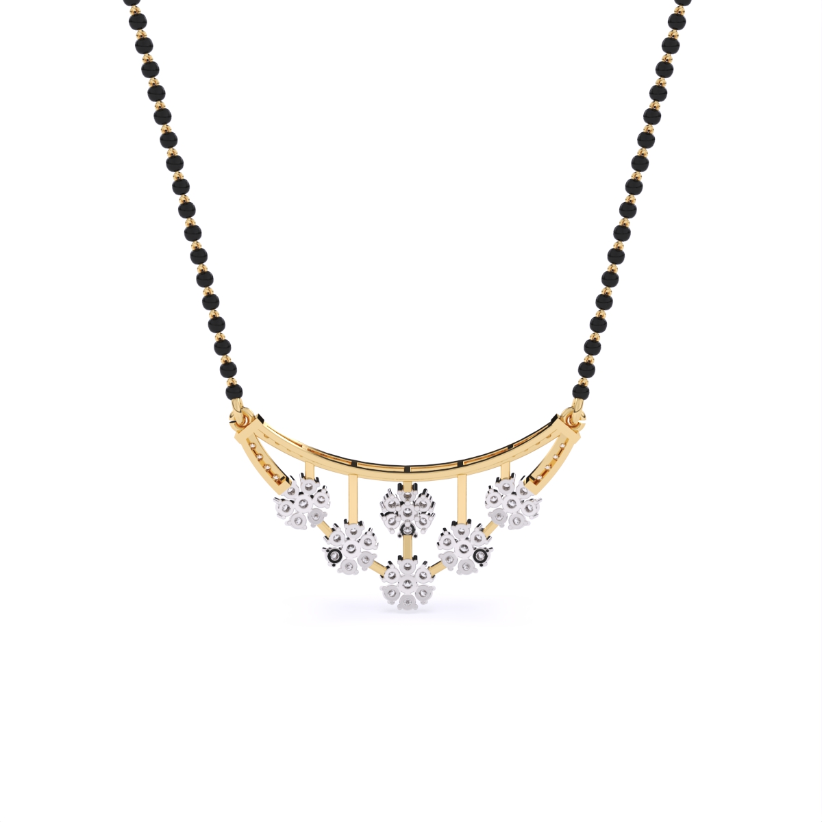 Floral Charm Diamond Pendant Mangalsutra