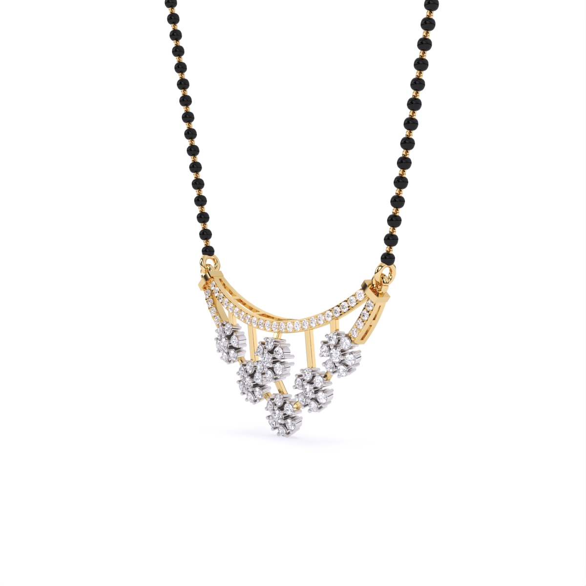 Floral Charm Diamond Pendant Mangalsutra