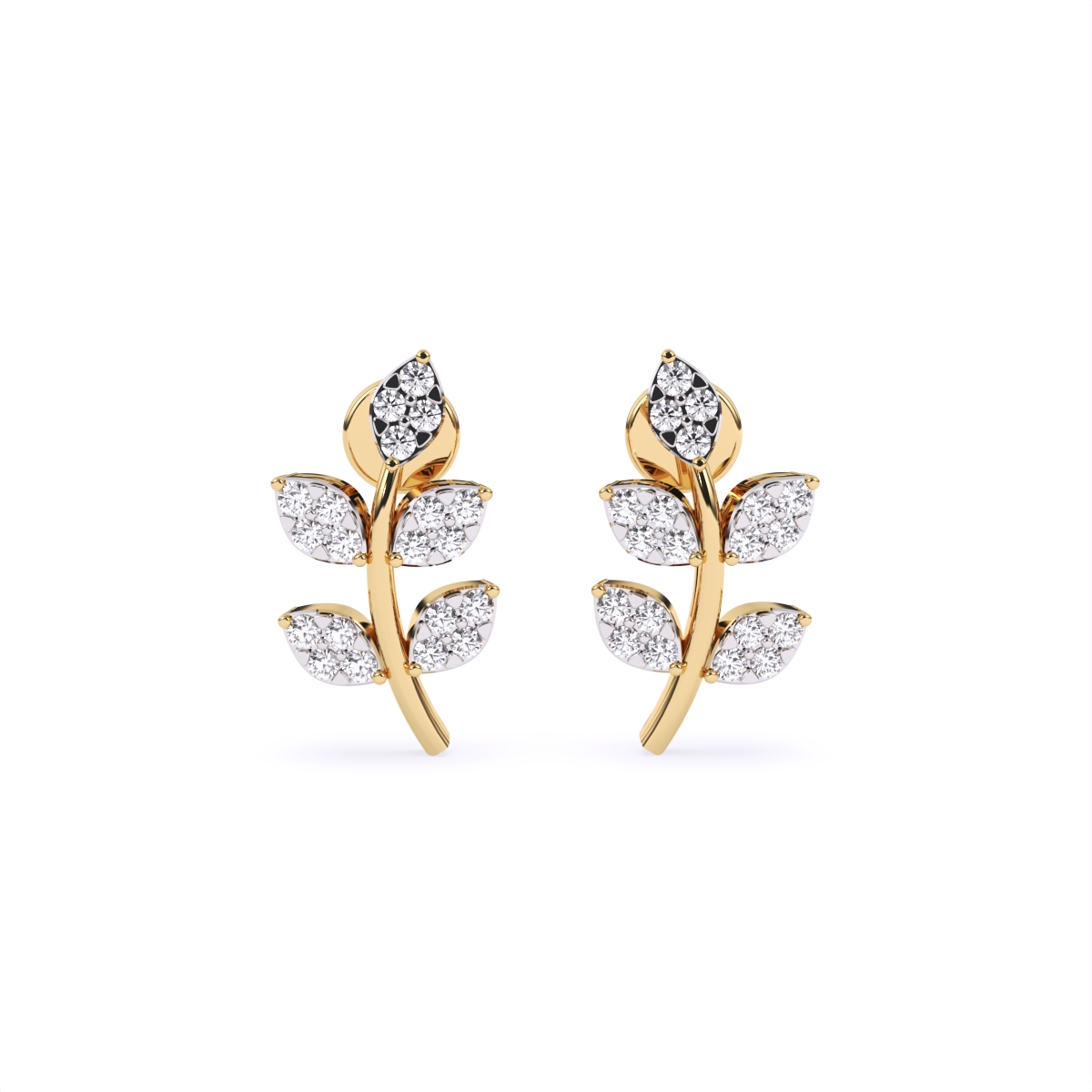 Graceful Leaf Design Diamond Earrings