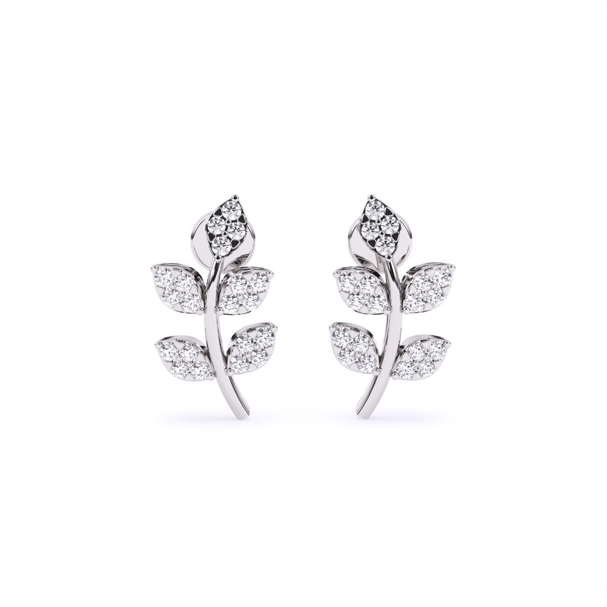 Graceful Leaf Design Diamond Earrings