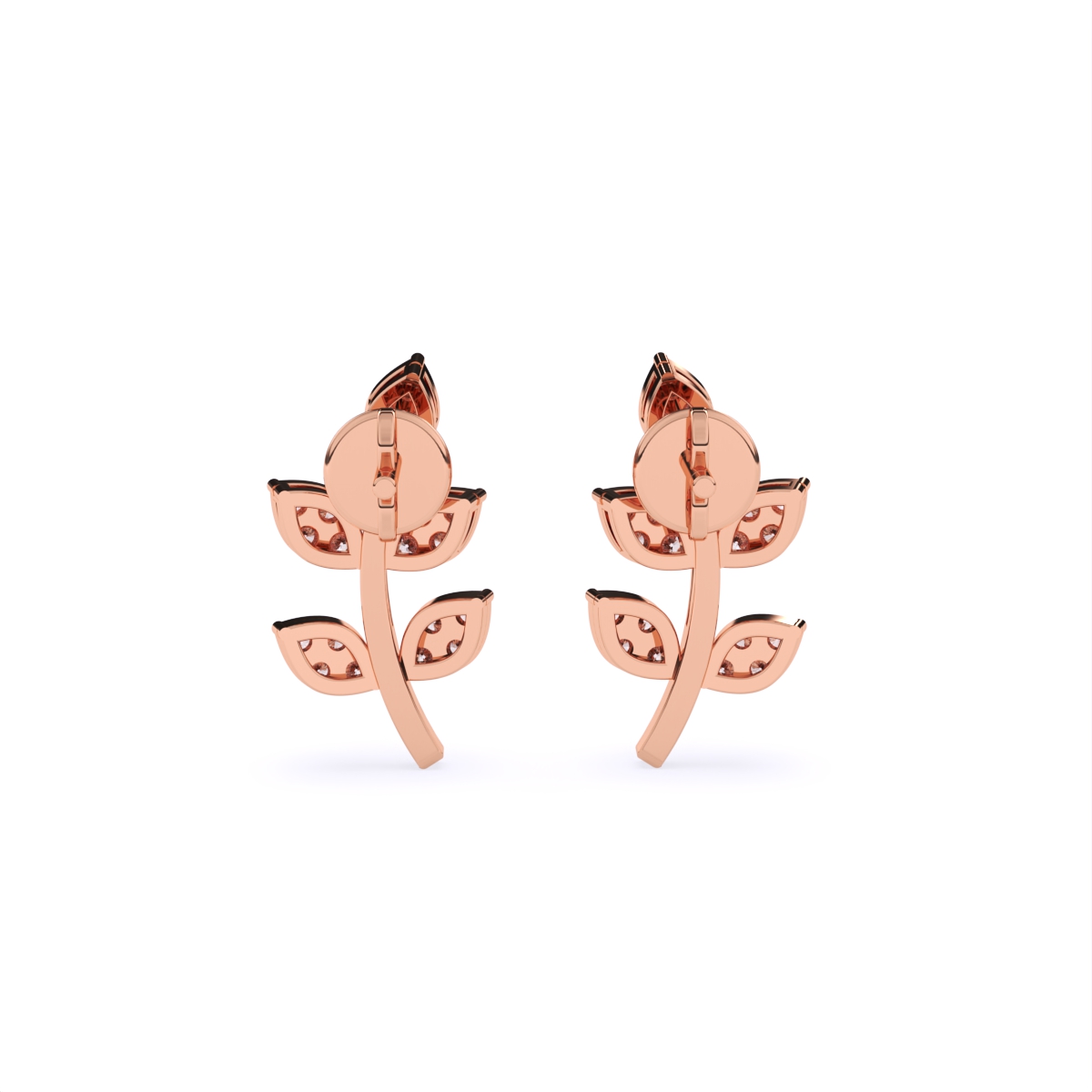 Graceful Leaf Design Diamond Earrings
