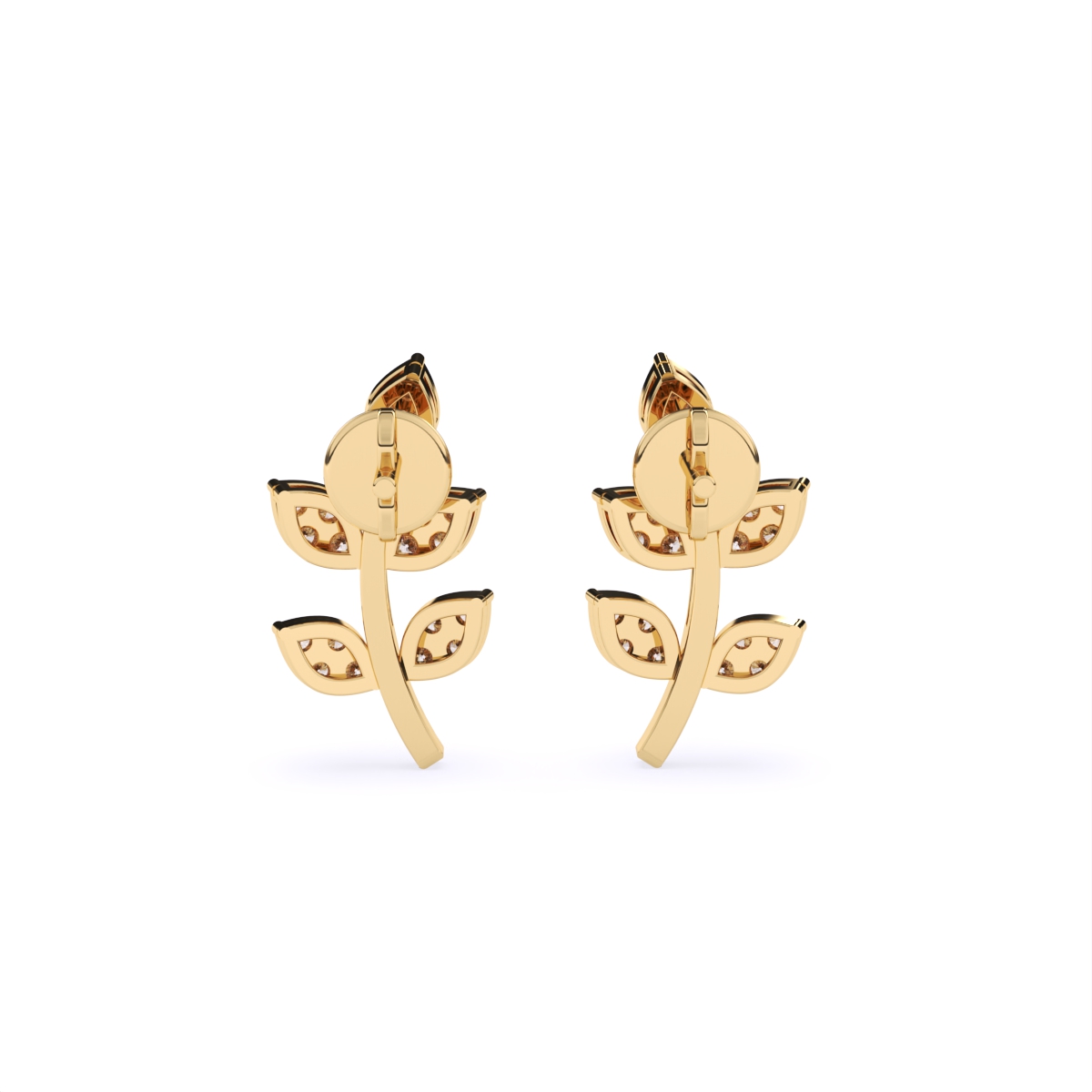 Graceful Leaf Design Diamond Earrings
