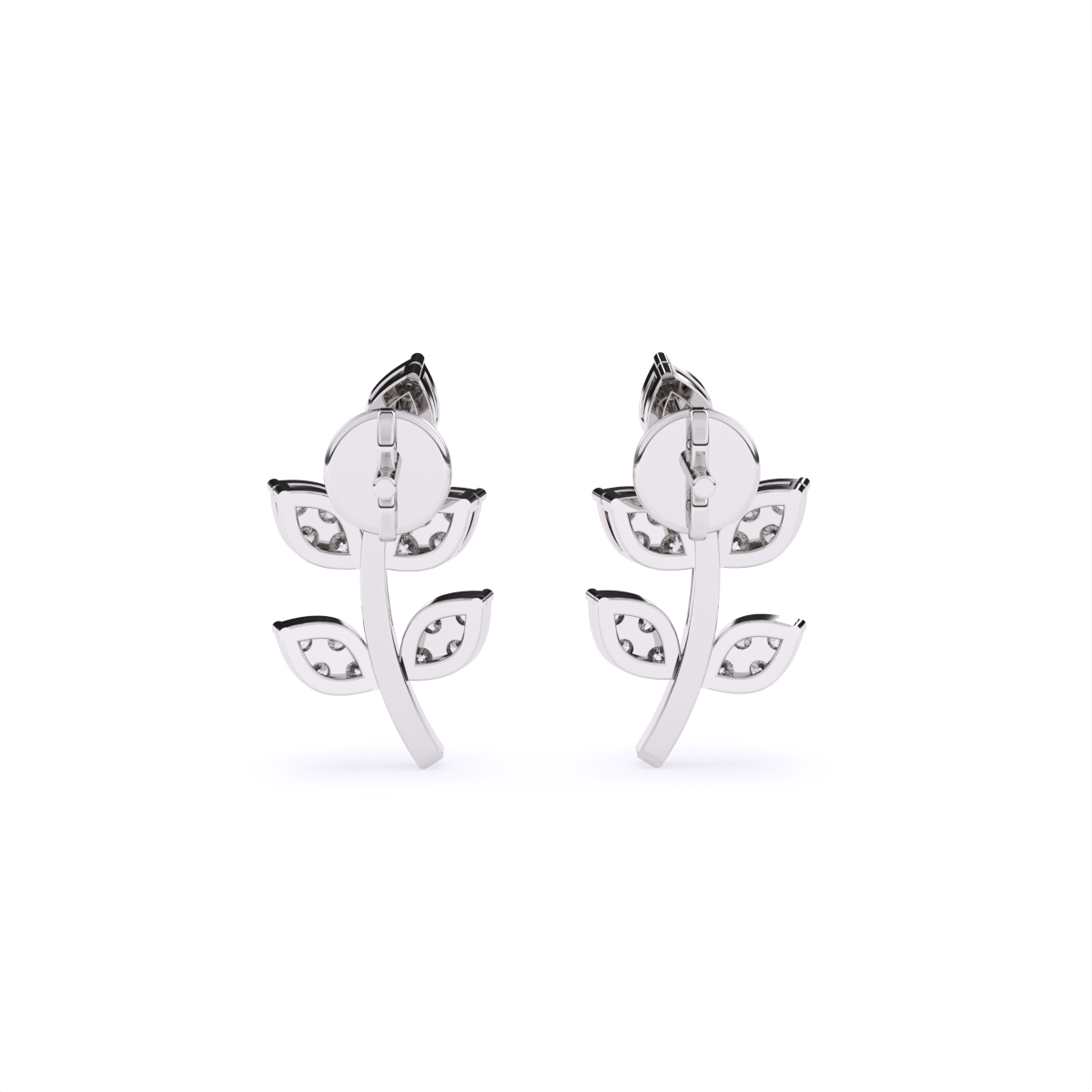 Graceful Leaf Design Diamond Earrings