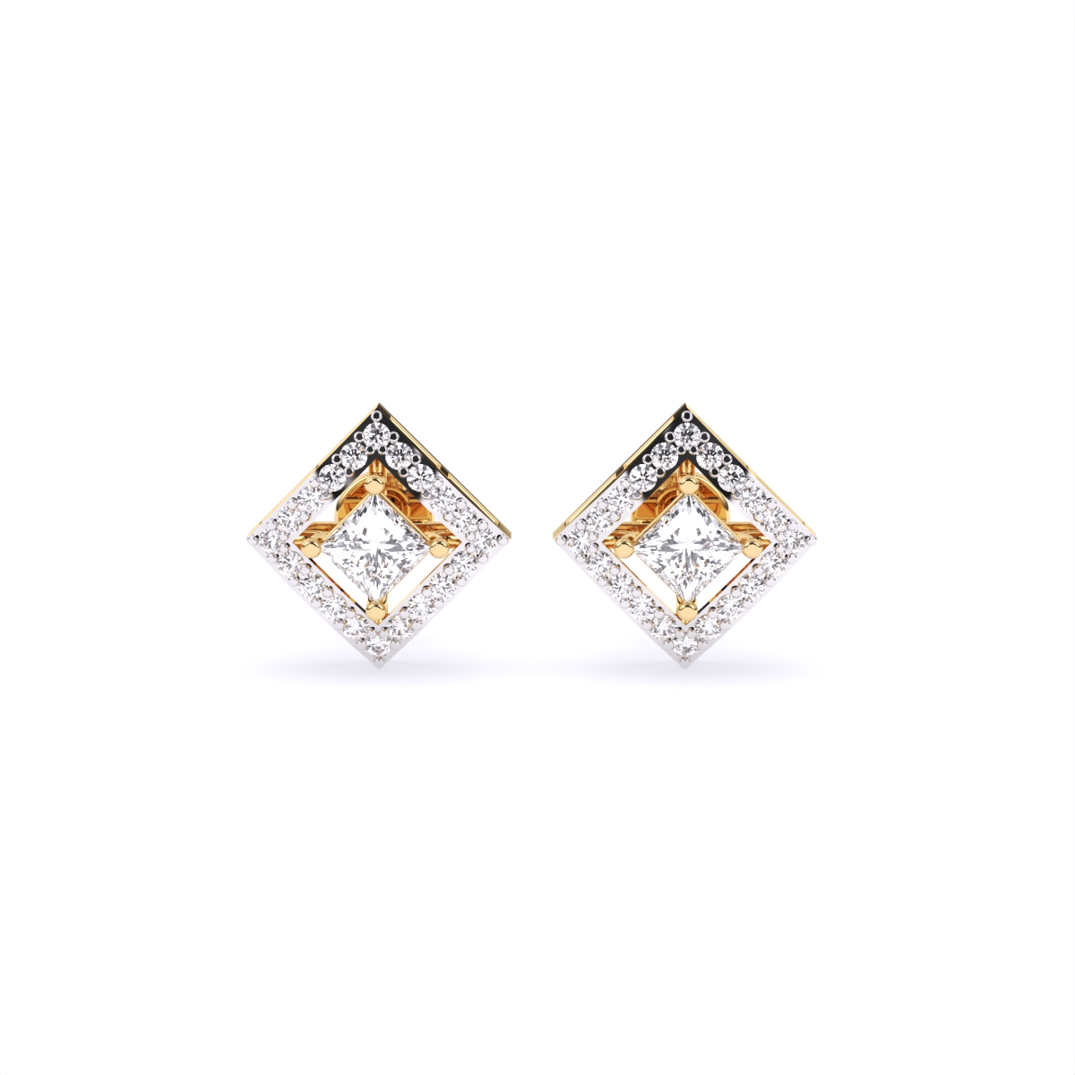 Princess Cut Shine Square Diamond Studs