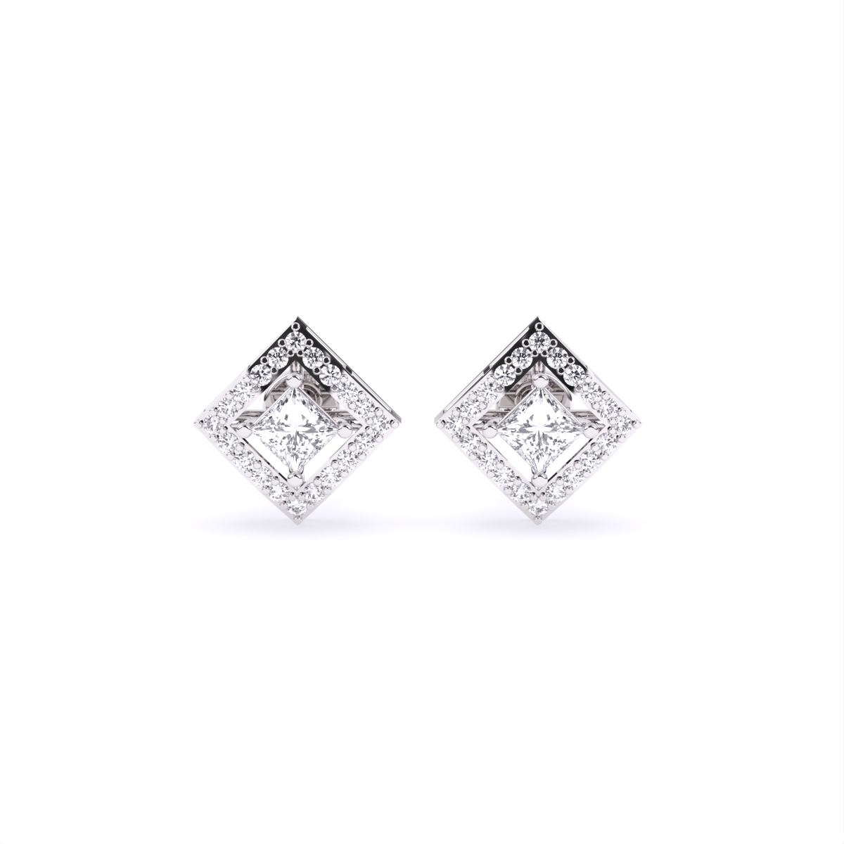 Princess Cut Shine Square Diamond Studs