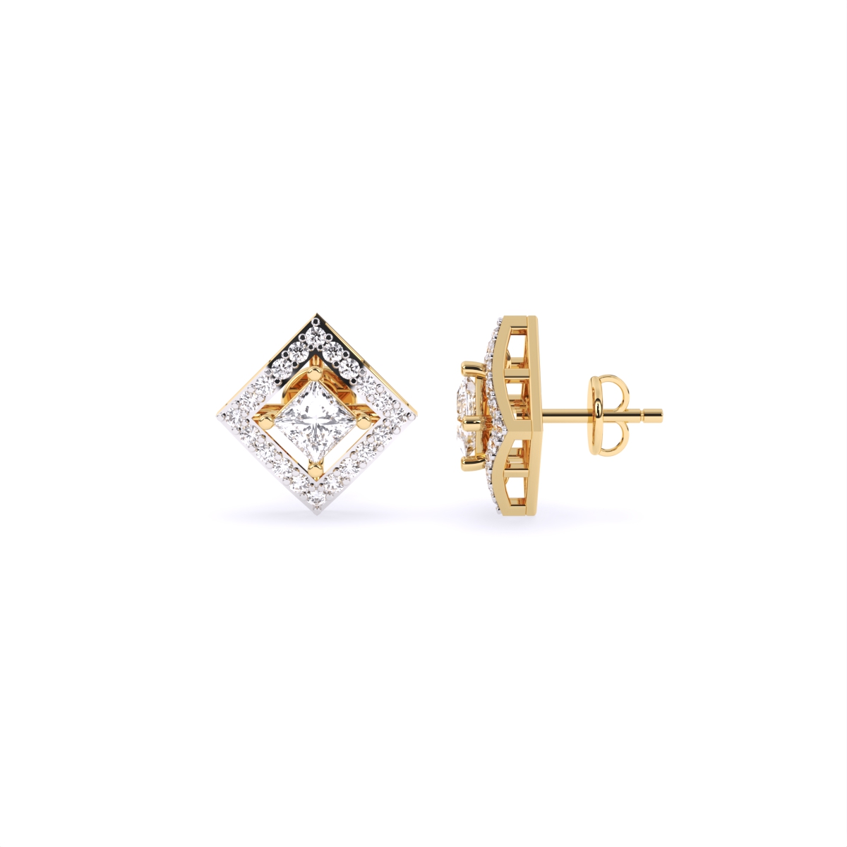 Princess Cut Shine Square Diamond Studs