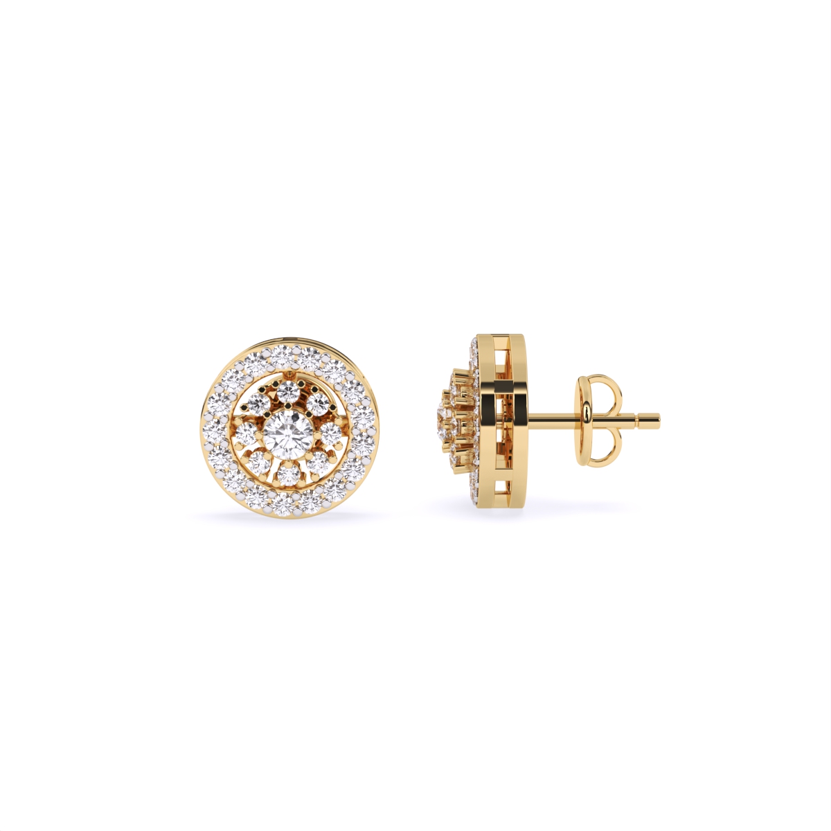 Sparkling Designer Round Diamond Stud Earrings