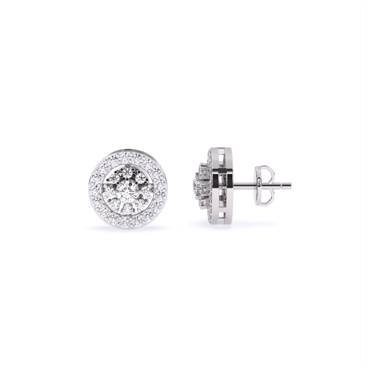 Sparkling Designer Round Diamond Stud Earrings