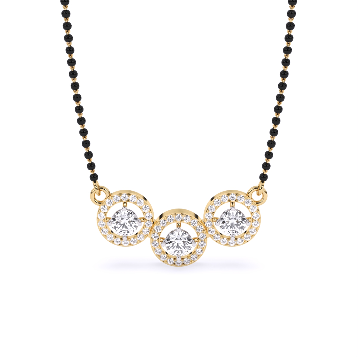 Stylish Circle Triple Halo Diamond Mangalsutra
