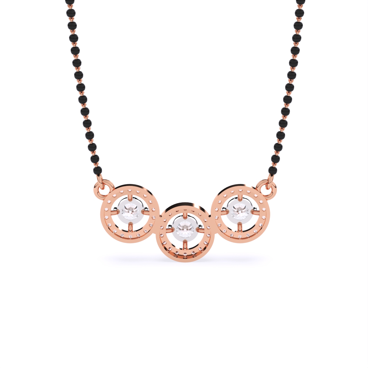 Stylish Circle Triple Halo Diamond Mangalsutra