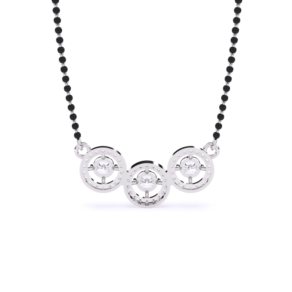 Stylish Circle Triple Halo Diamond Mangalsutra