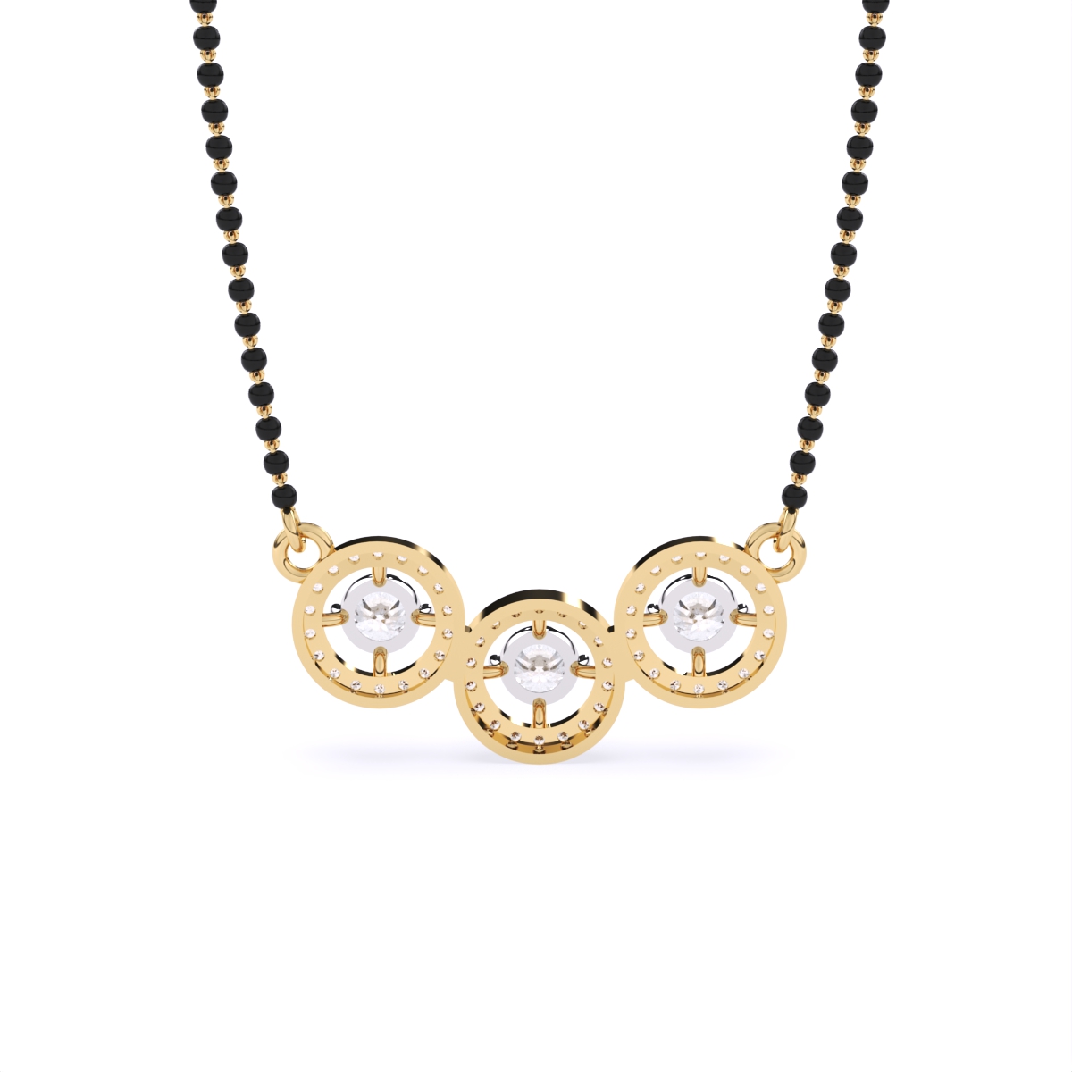 Stylish Circle Triple Halo Diamond Mangalsutra
