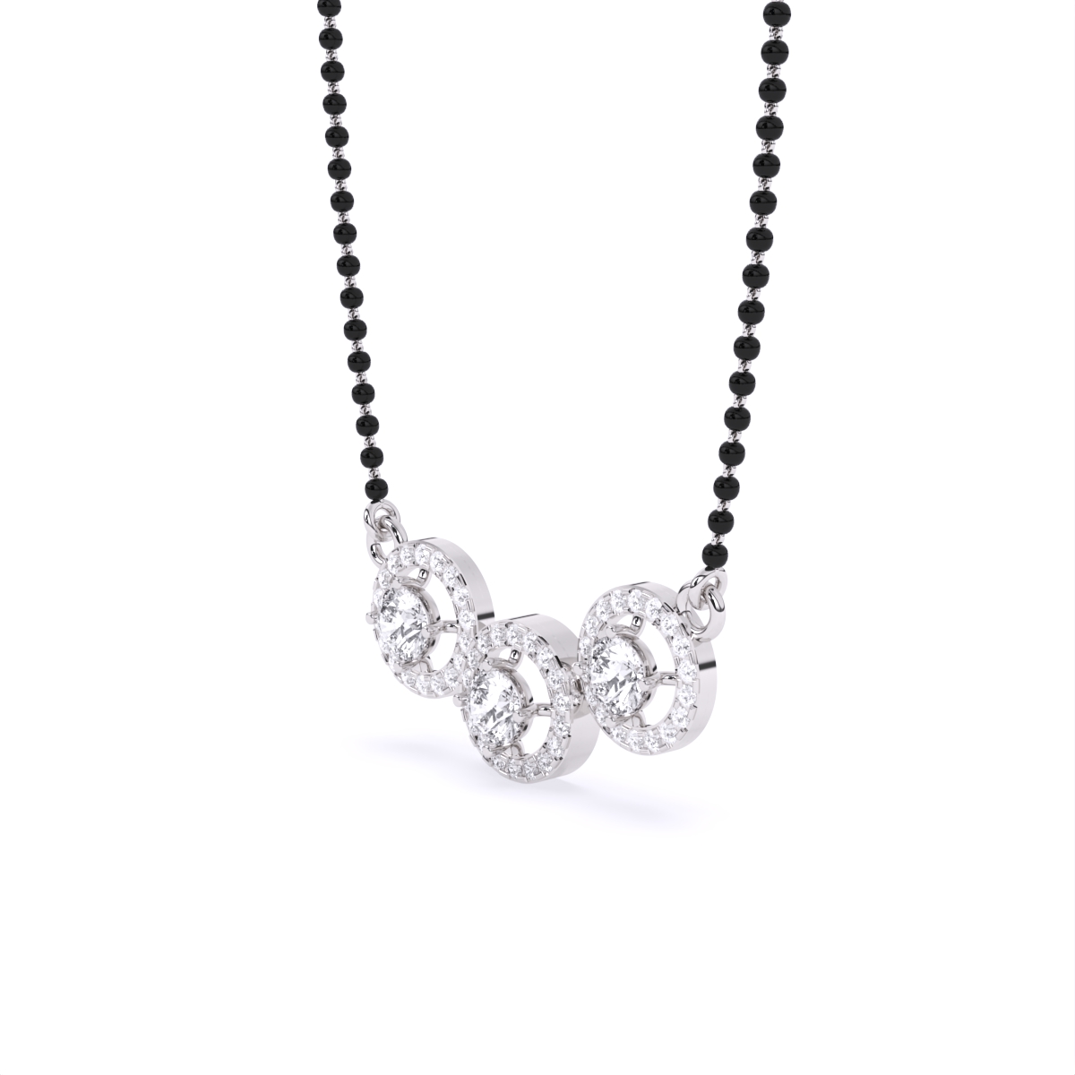 Stylish Circle Triple Halo Diamond Mangalsutra