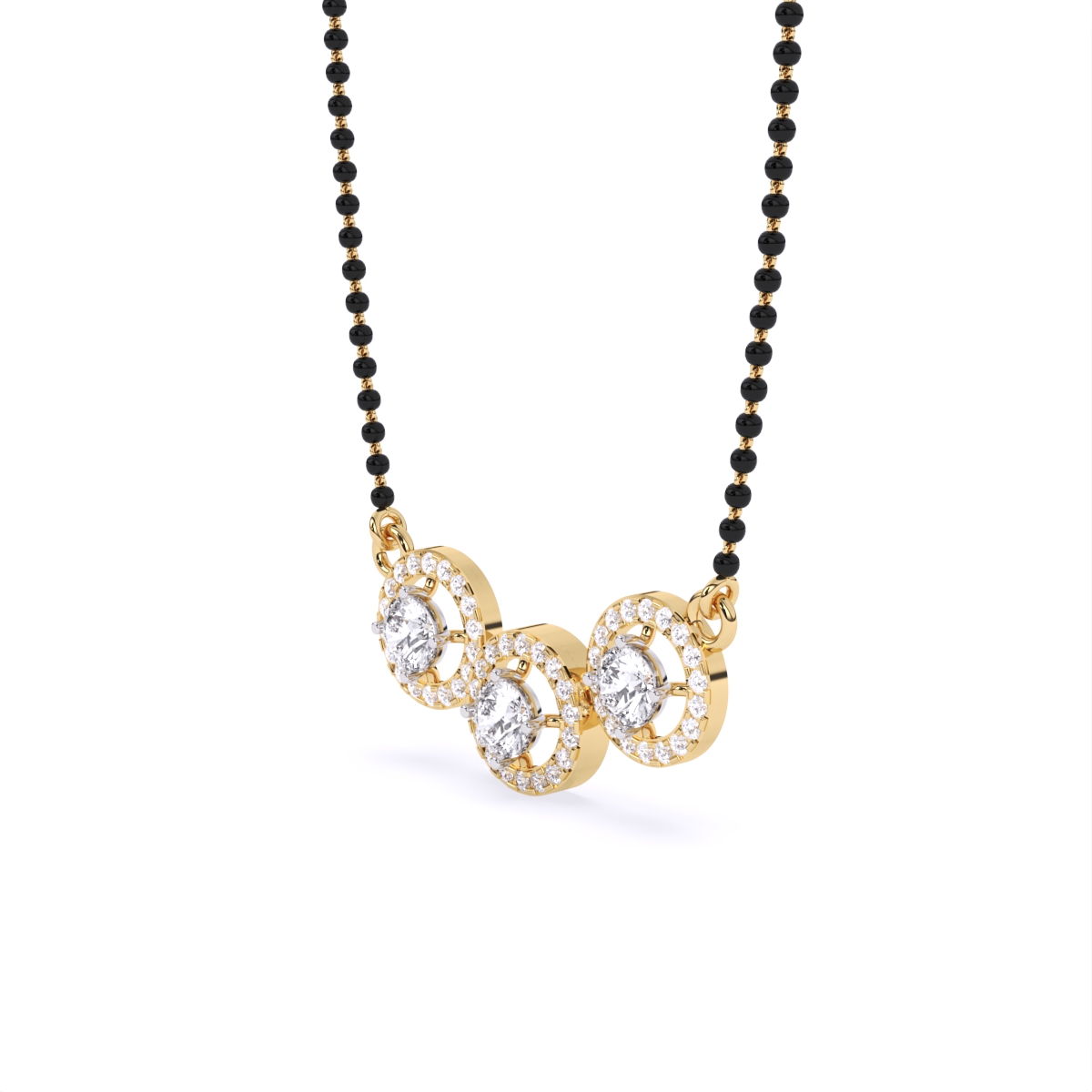 Stylish Circle Triple Halo Diamond Mangalsutra
