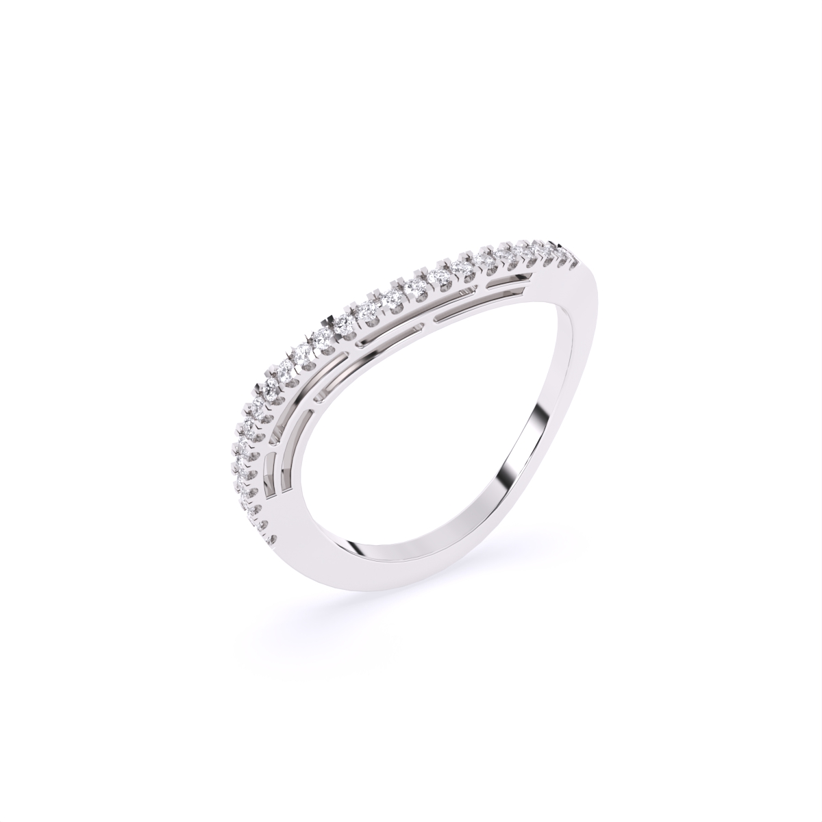 Minimalist Curve Shape Lab-Diamond Band Ring