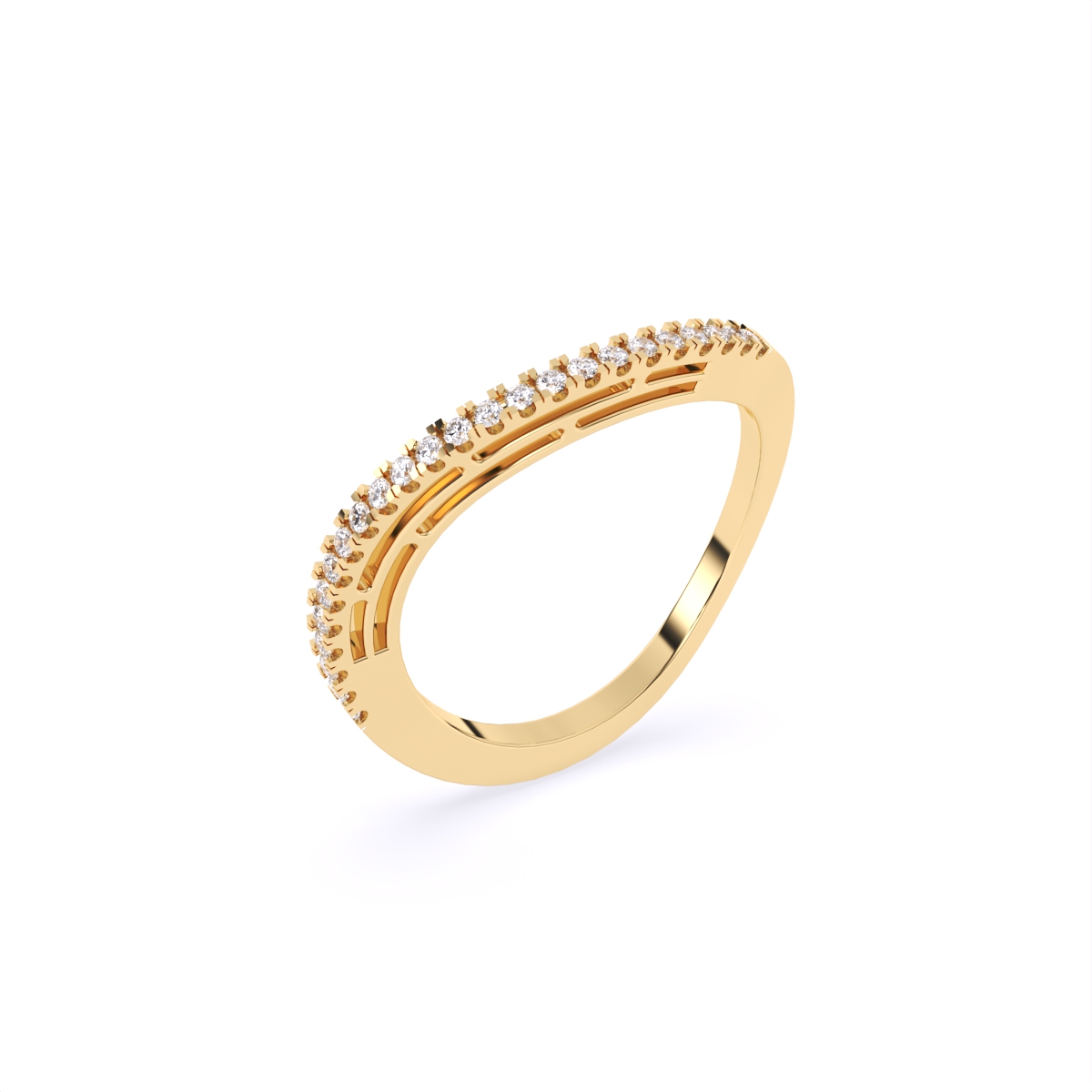 Minimalist Curve Shape Lab-Diamond Band Ring