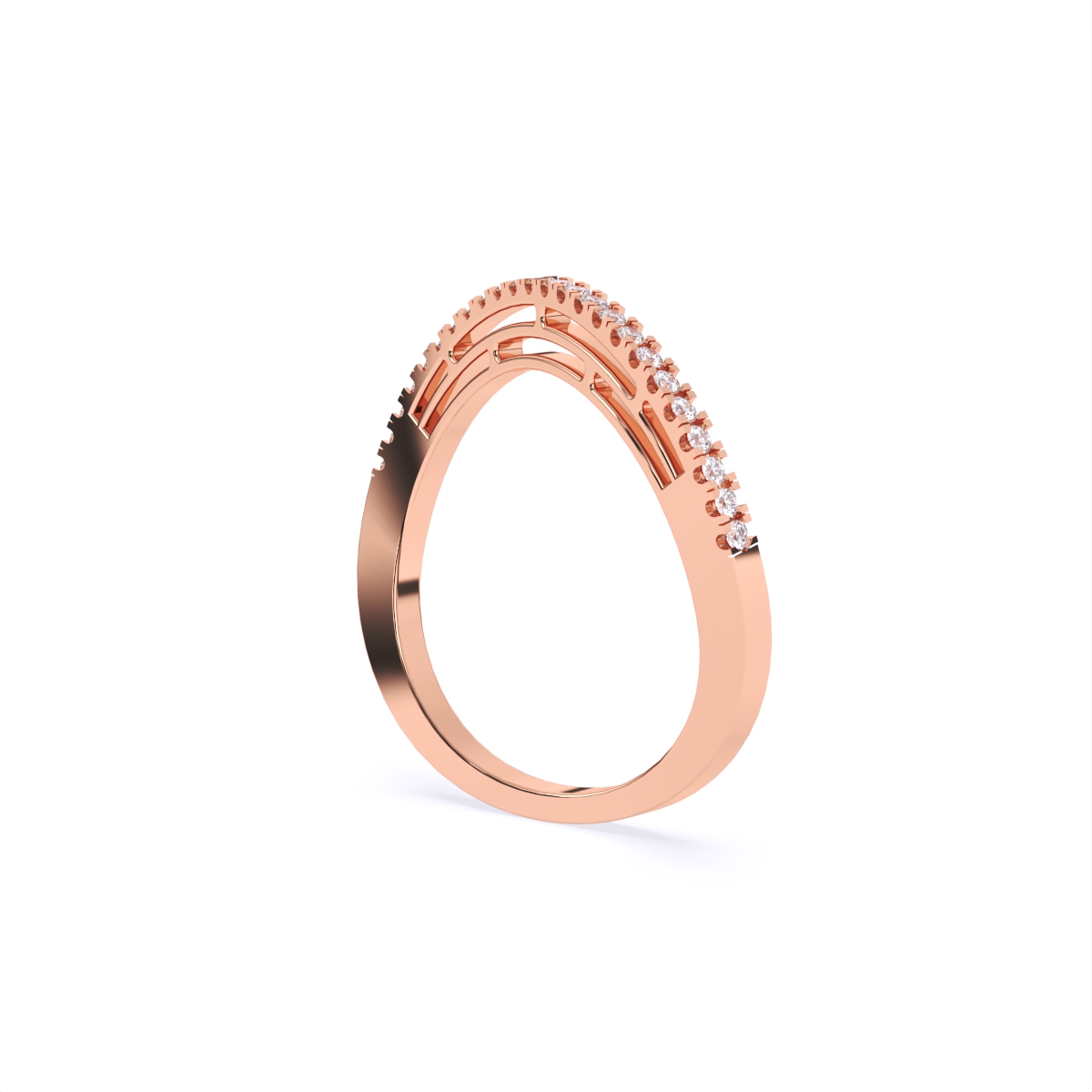 Minimalist Curve Shape Lab-Diamond Band Ring
