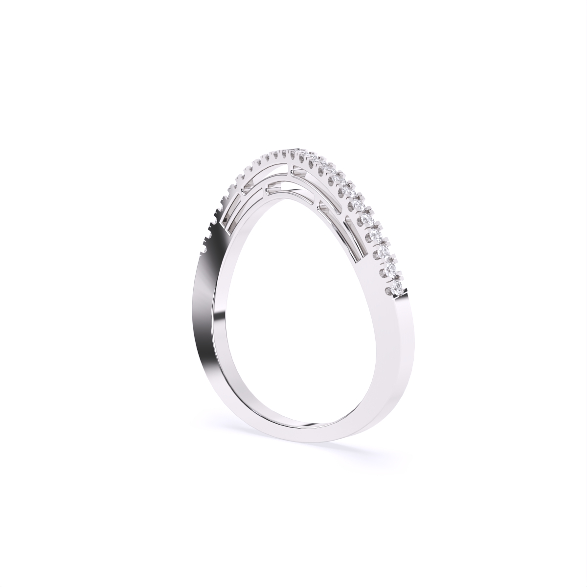 Minimalist Curve Shape Lab-Diamond Band Ring
