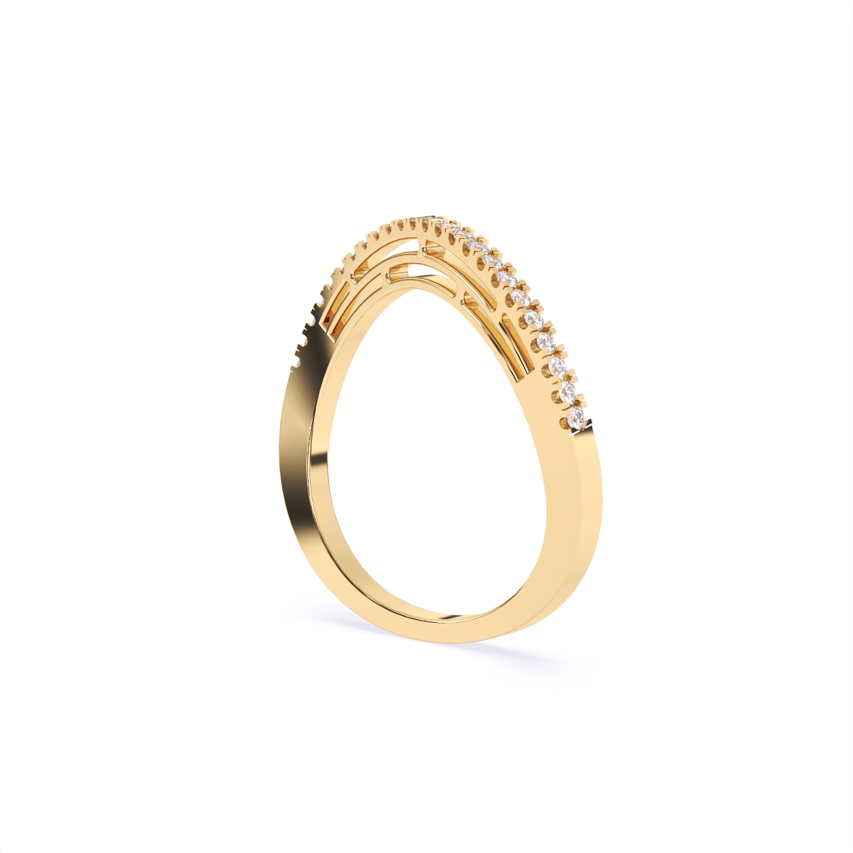 Minimalist Curve Shape Lab-Diamond Band Ring