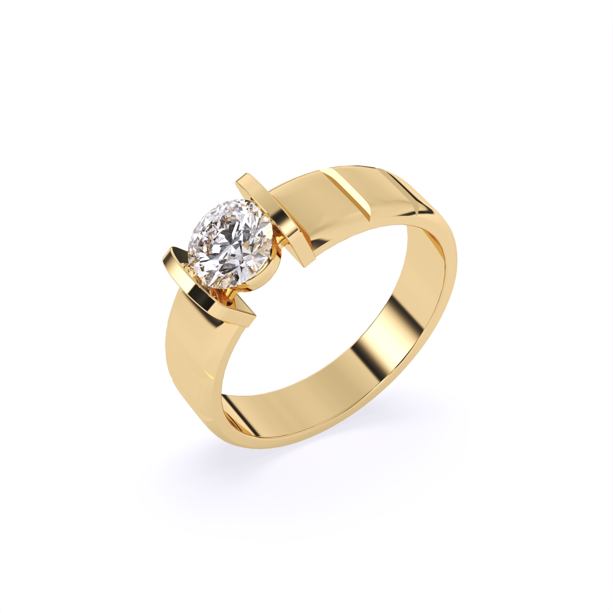 Stylist Single Stone With Polished Line Men’s Ring