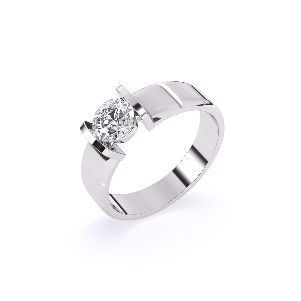 Stylist Single Stone With Polished Line Men’s Ring