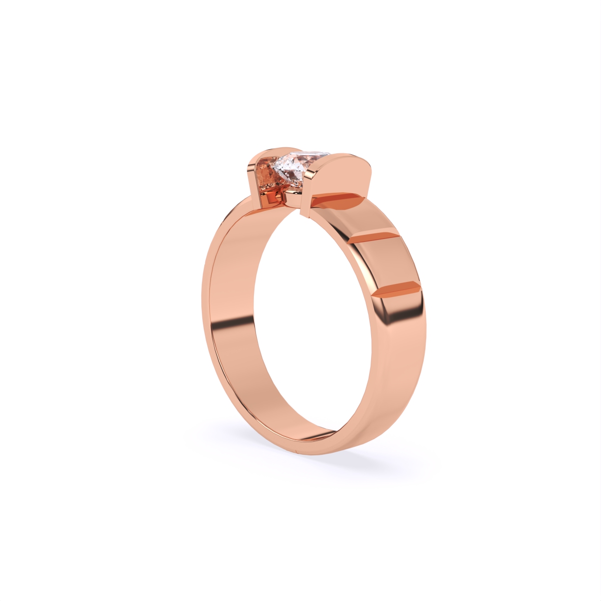 Stylist Single Stone With Polished Line Men’s Ring