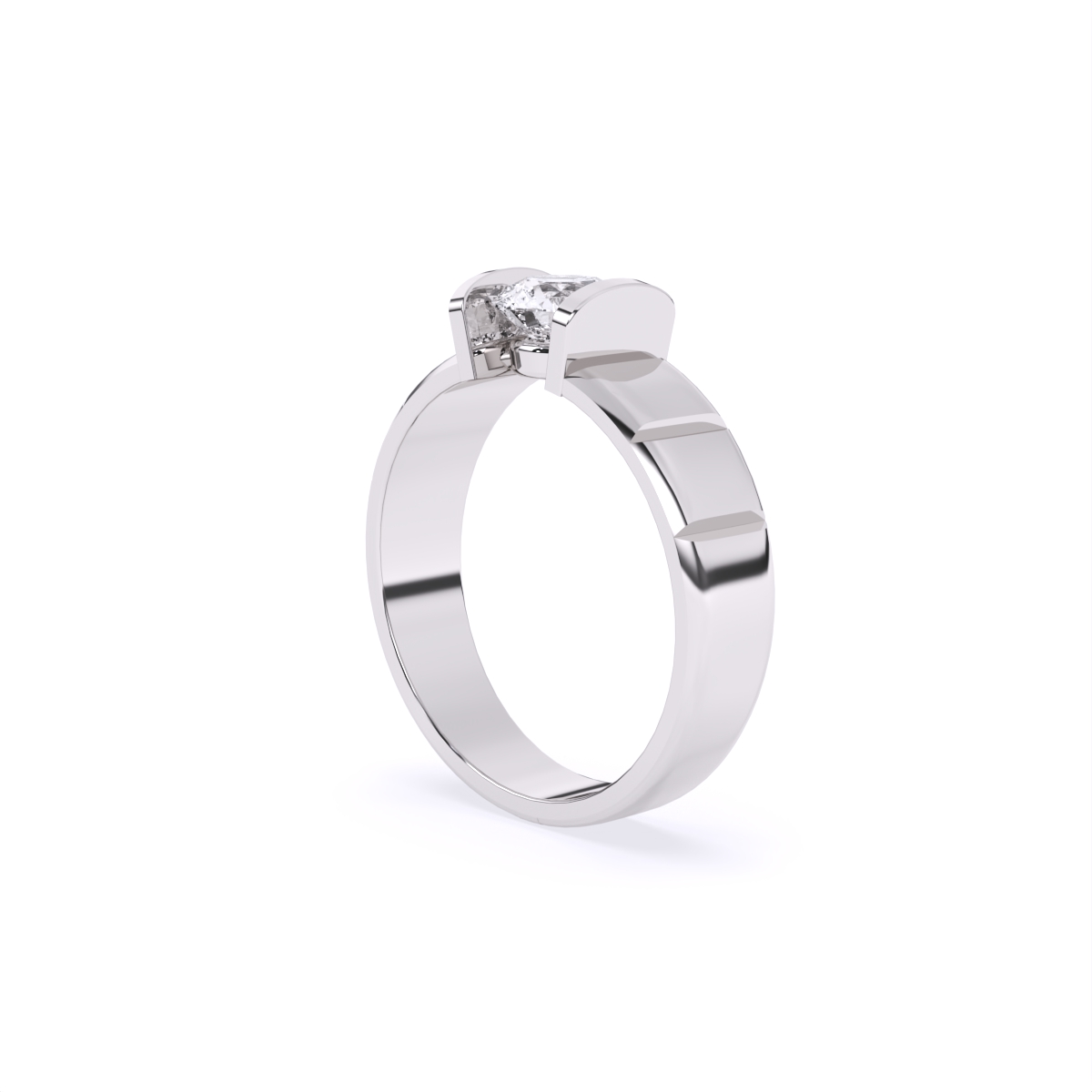 Stylist Single Stone With Polished Line Men’s Ring