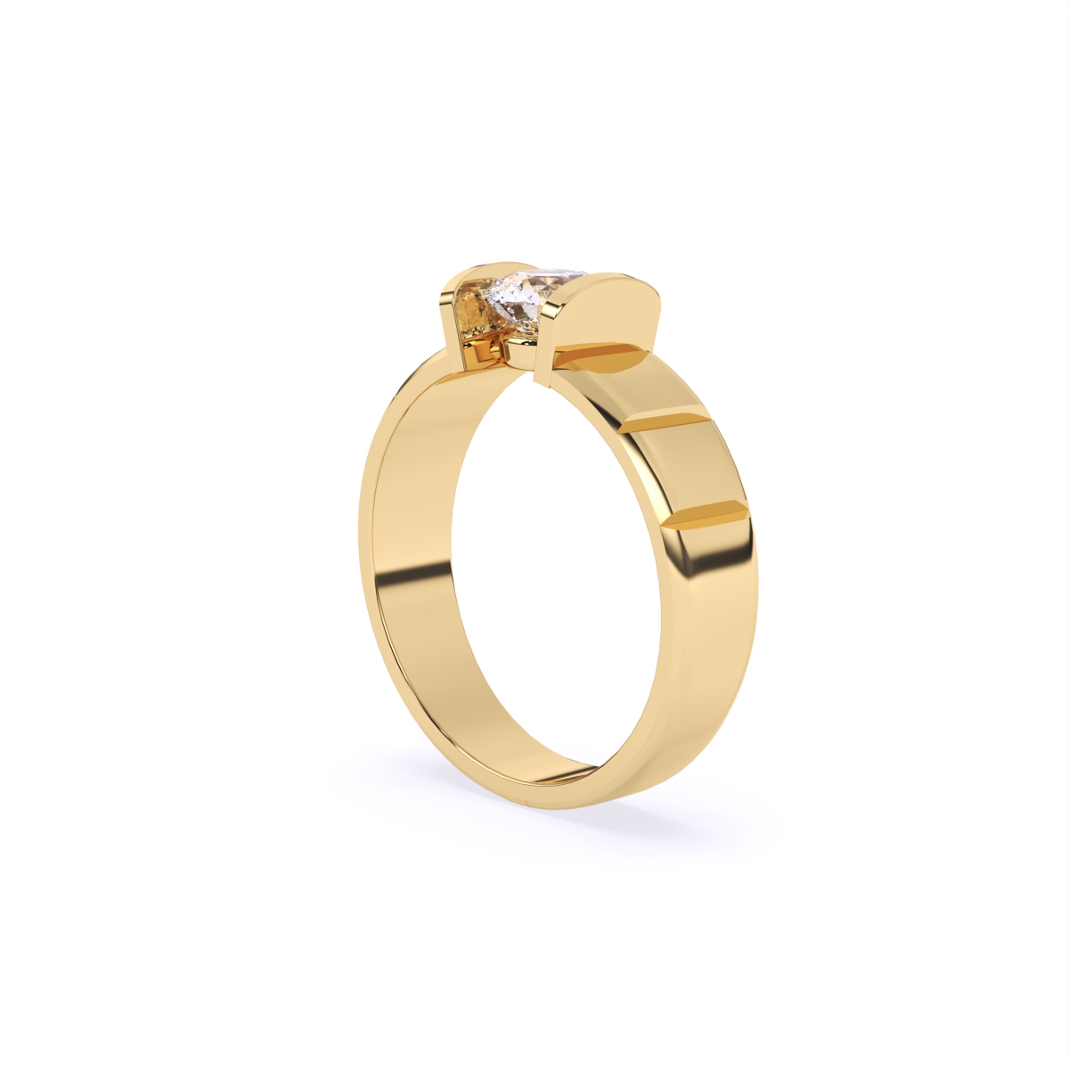 Stylist Single Stone With Polished Line Men’s Ring