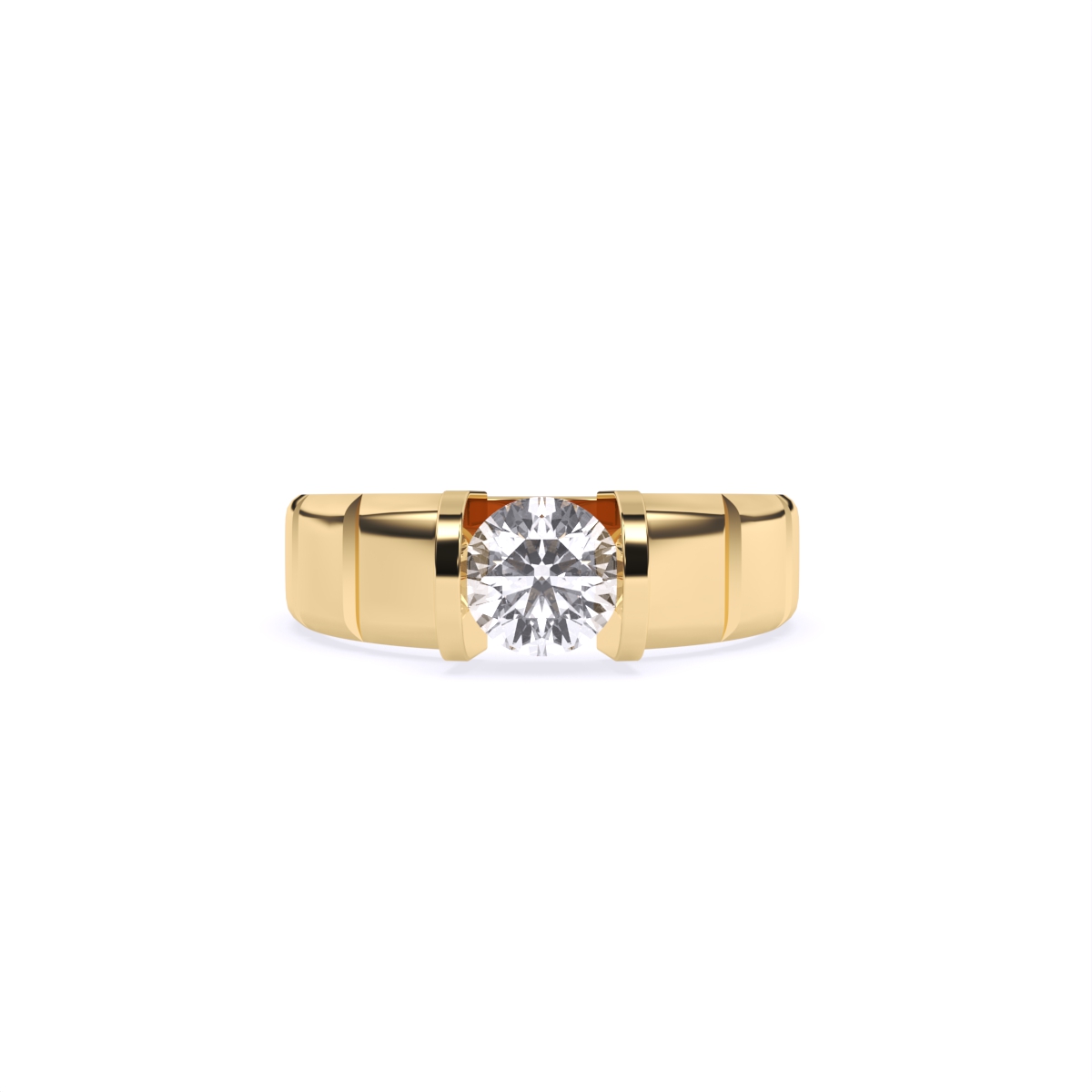 Stylist Single Stone With Polished Line Men’s Ring