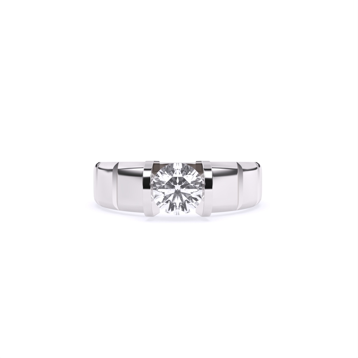 Stylist Single Stone With Polished Line Men’s Ring