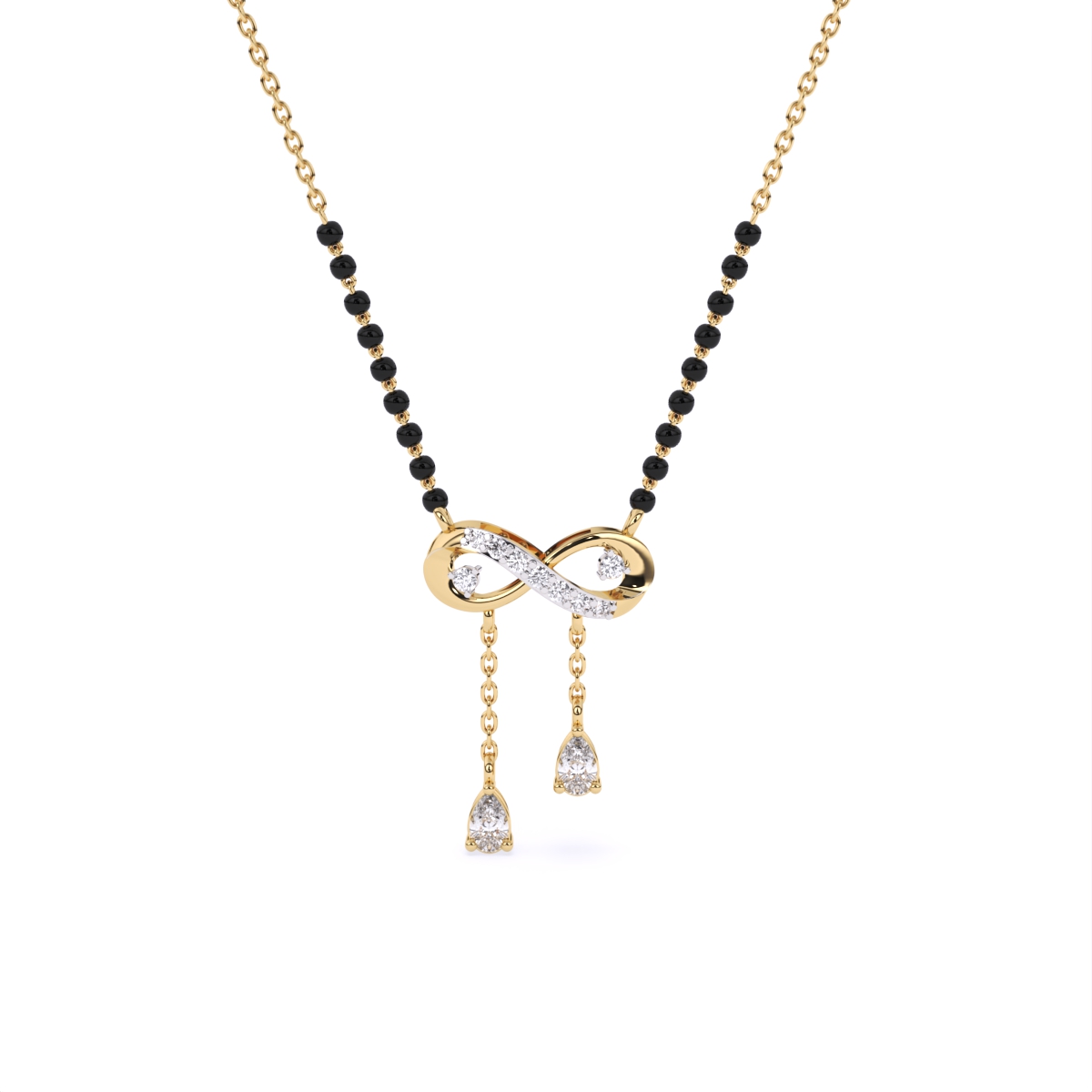 Stylist Infinity Mangalsutra With Diamond Drop Pendants