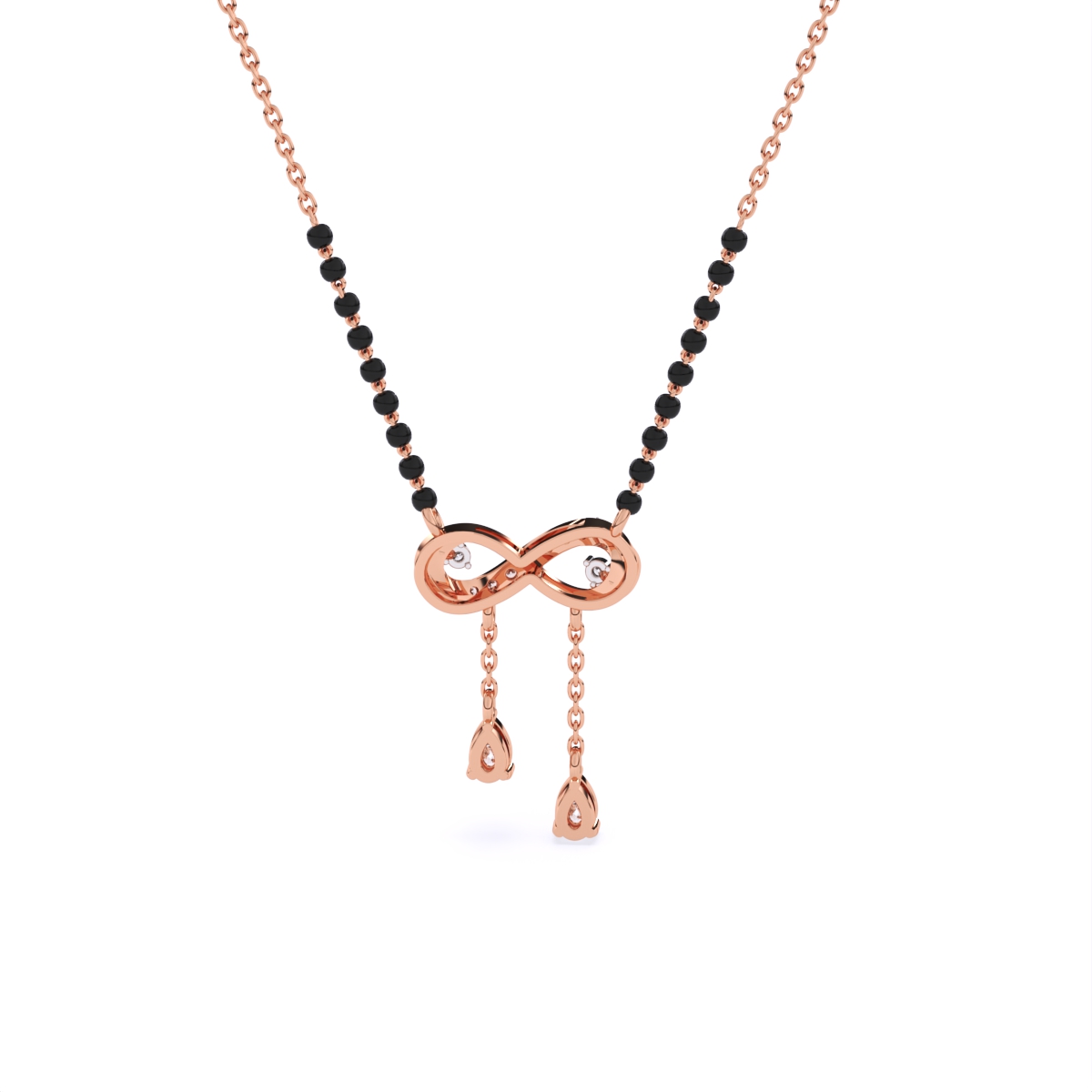 Stylist Infinity Mangalsutra With Diamond Drop Pendants