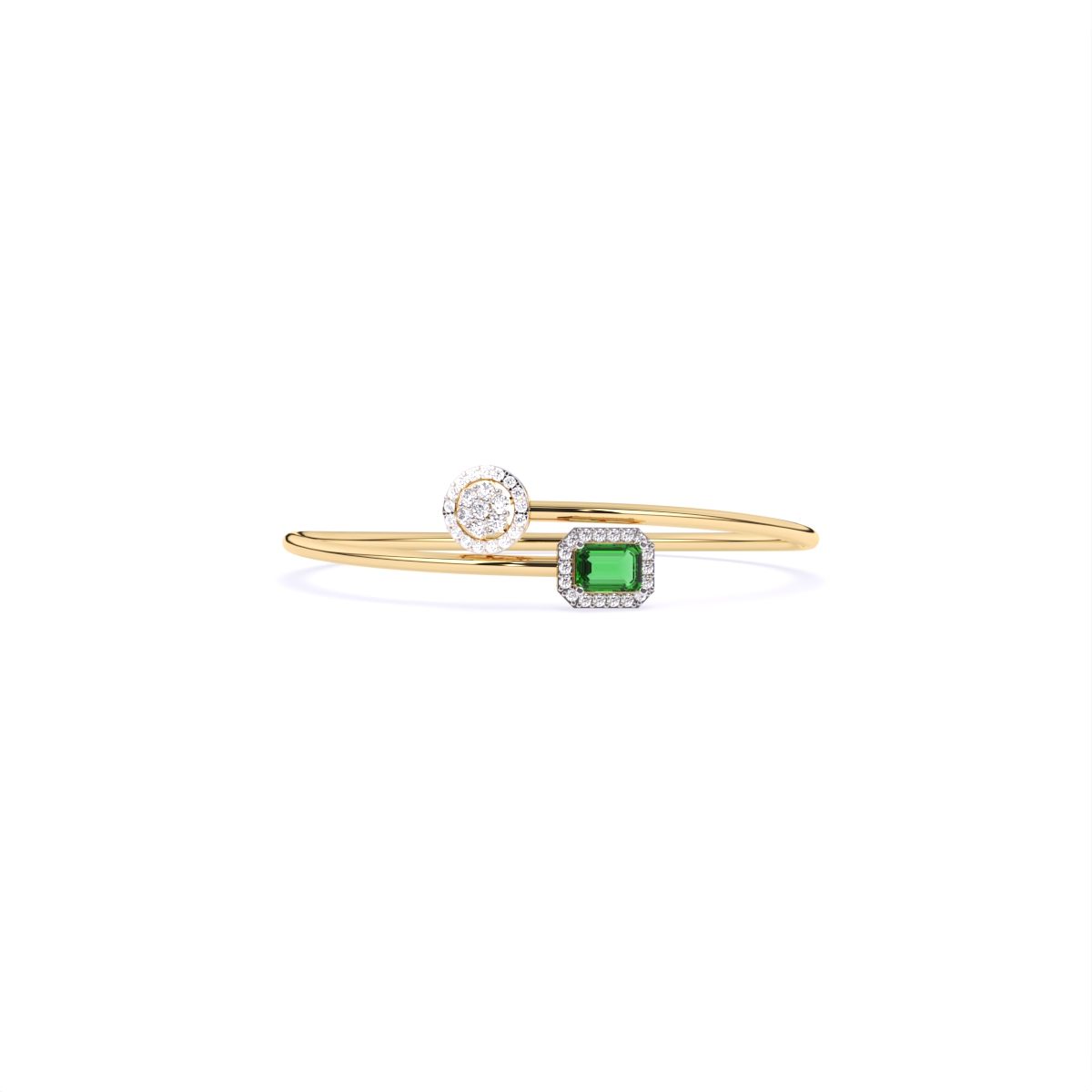Elegant Emerald-Style Stone With Round Diamond Bracelet