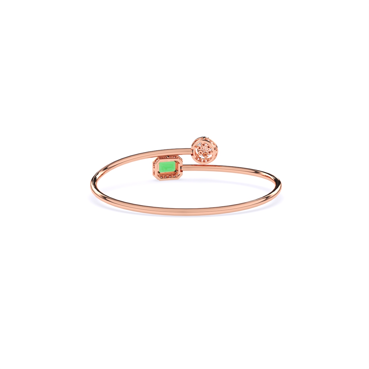 Elegant Emerald-Style Stone With Round Diamond Bracelet