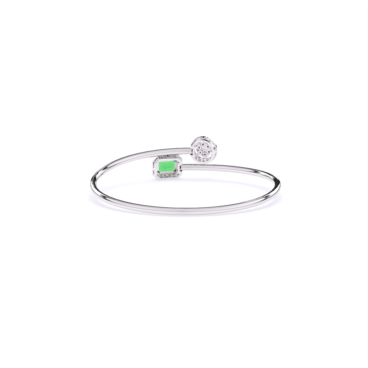 Elegant Emerald-Style Stone With Round Diamond Bracelet