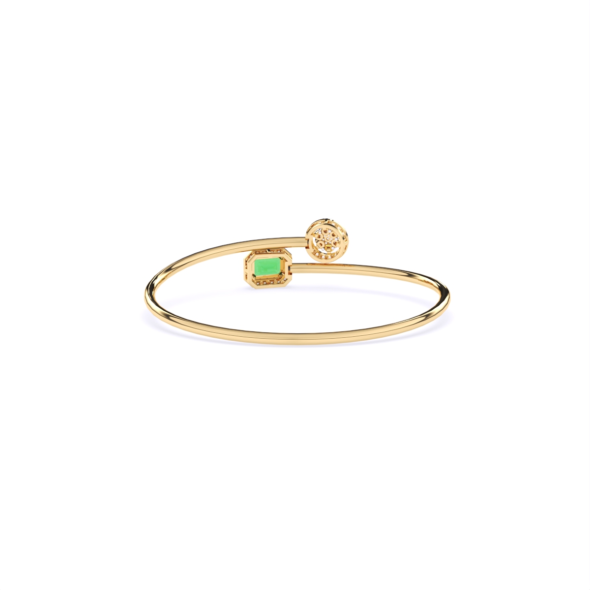 Elegant Emerald-Style Stone With Round Diamond Bracelet