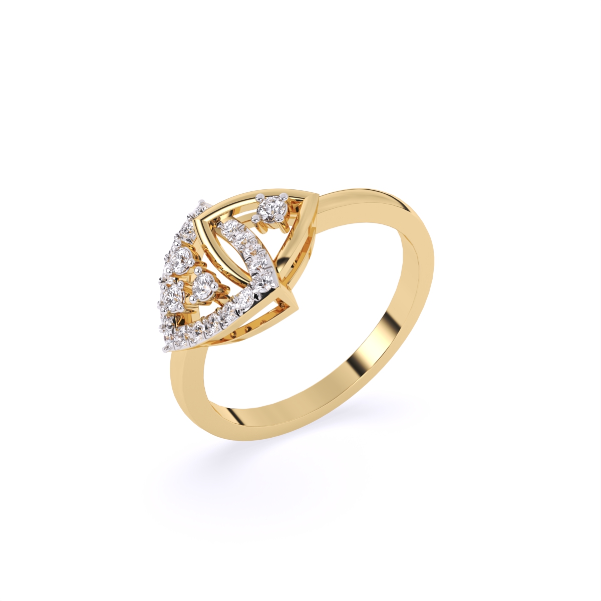 Eye-Shaped Diamond Ring with Detailing