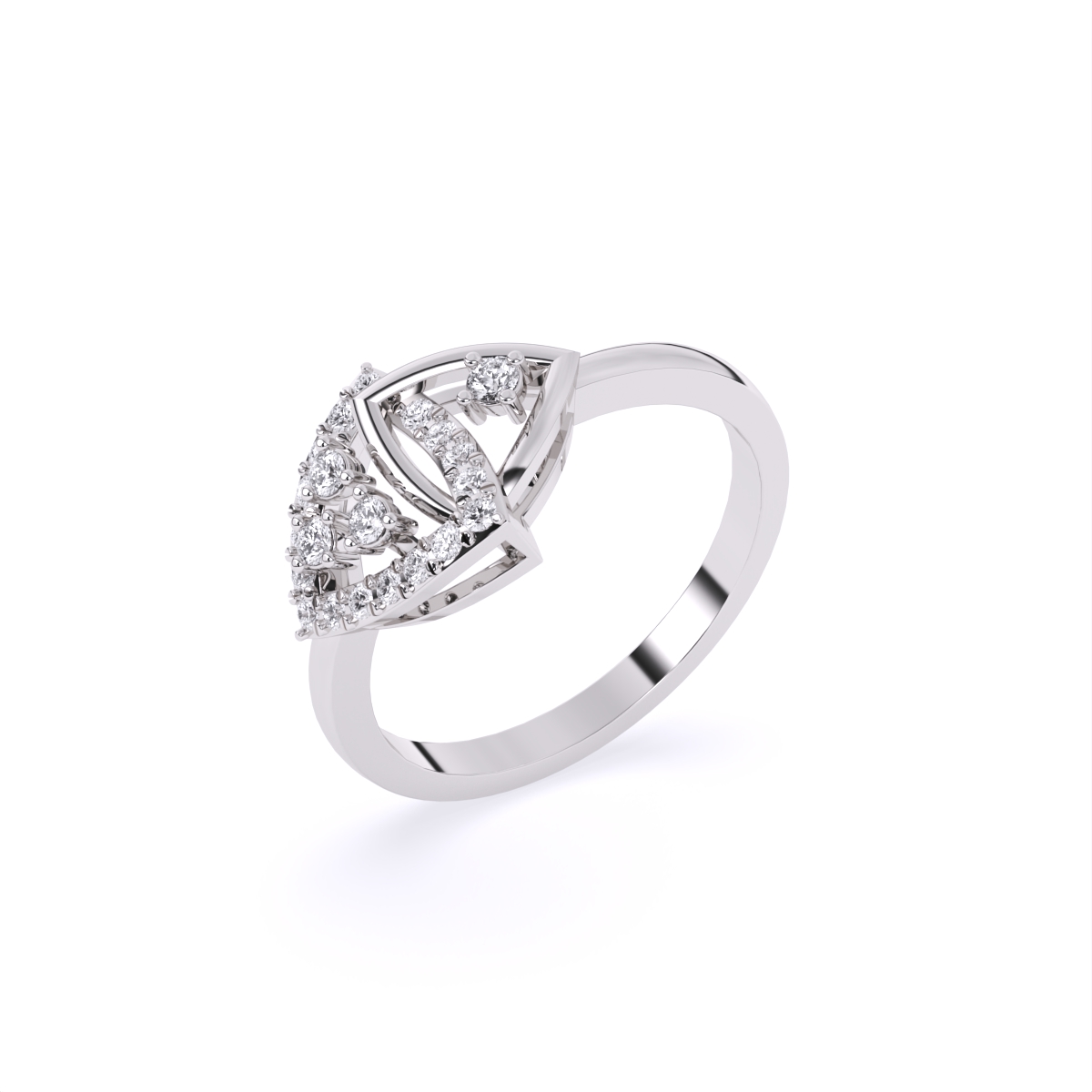 Eye-Shaped Diamond Ring with Detailing