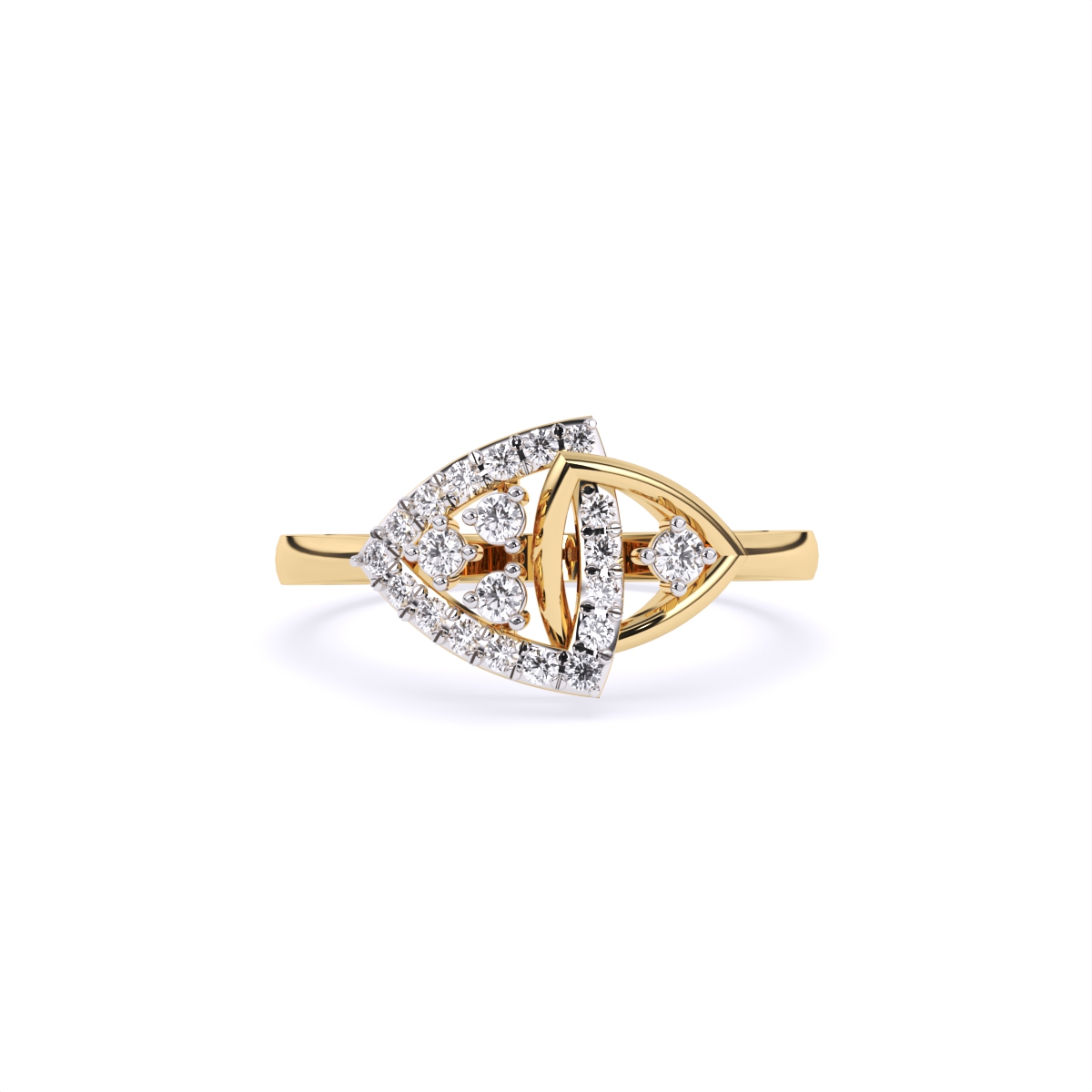 Eye-Shaped Diamond Ring with Detailing