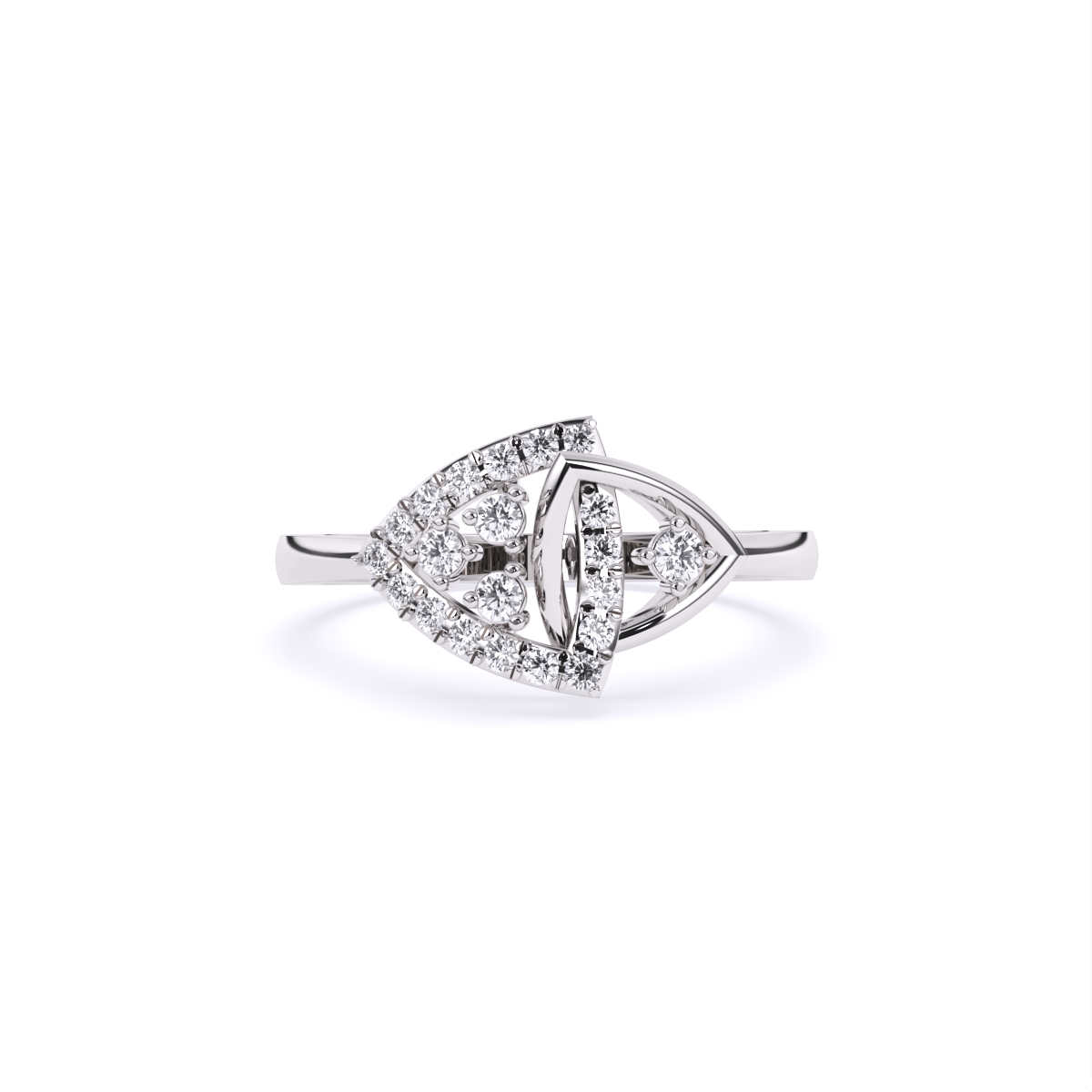 Eye-Shaped Diamond Ring with Detailing