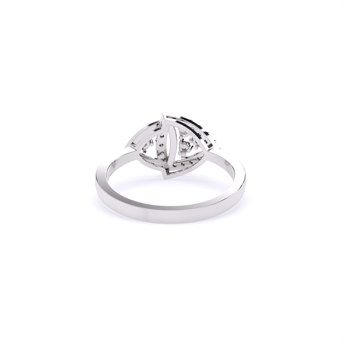 Eye-Shaped Diamond Ring with Detailing