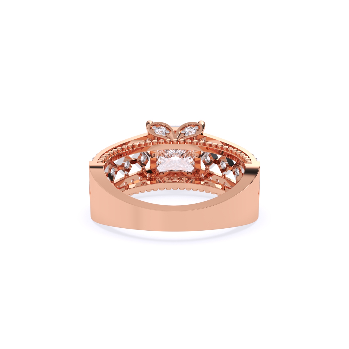 Princess Cut Solitaire Ring With Bold Diamond Band