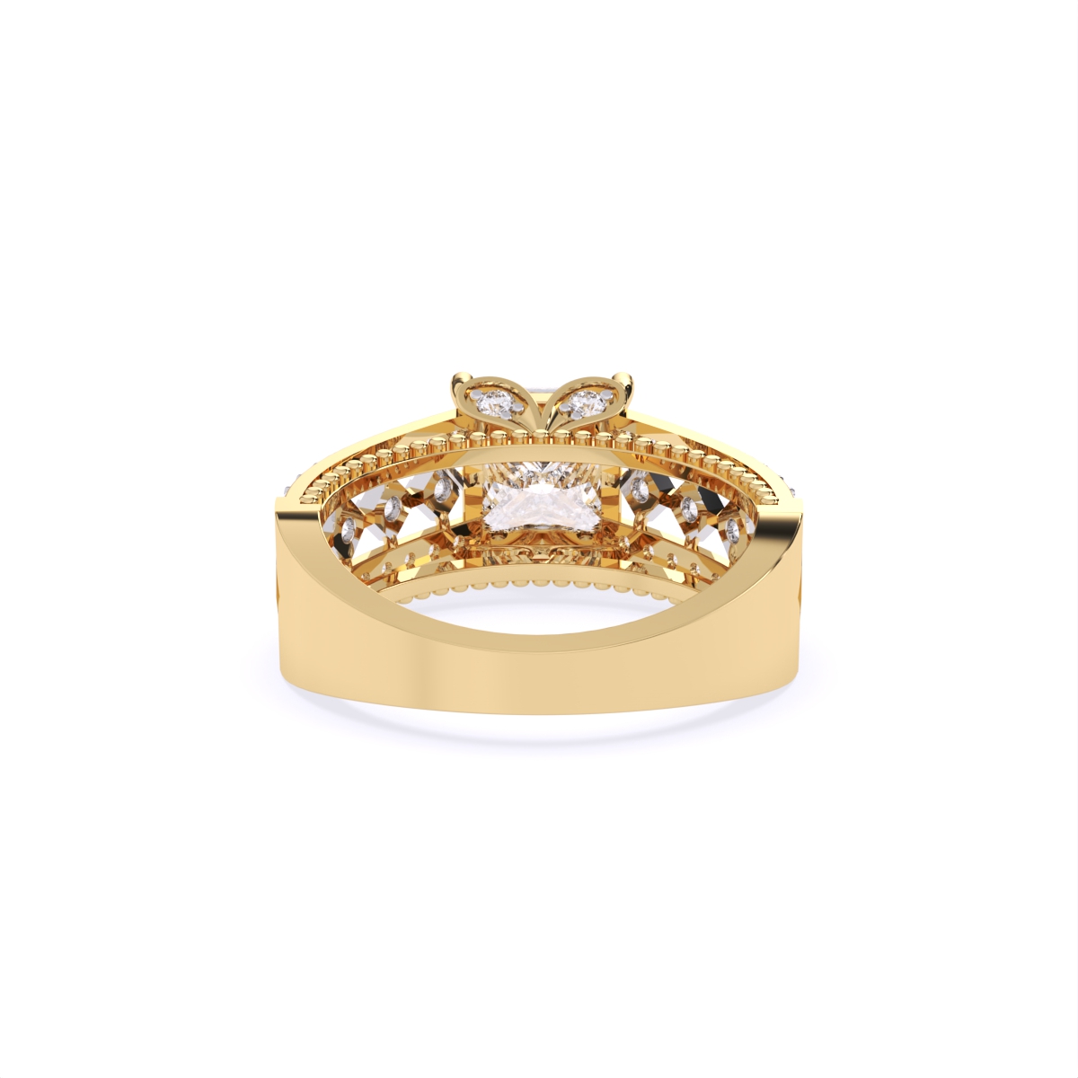 Princess Cut Solitaire Ring With Bold Diamond Band