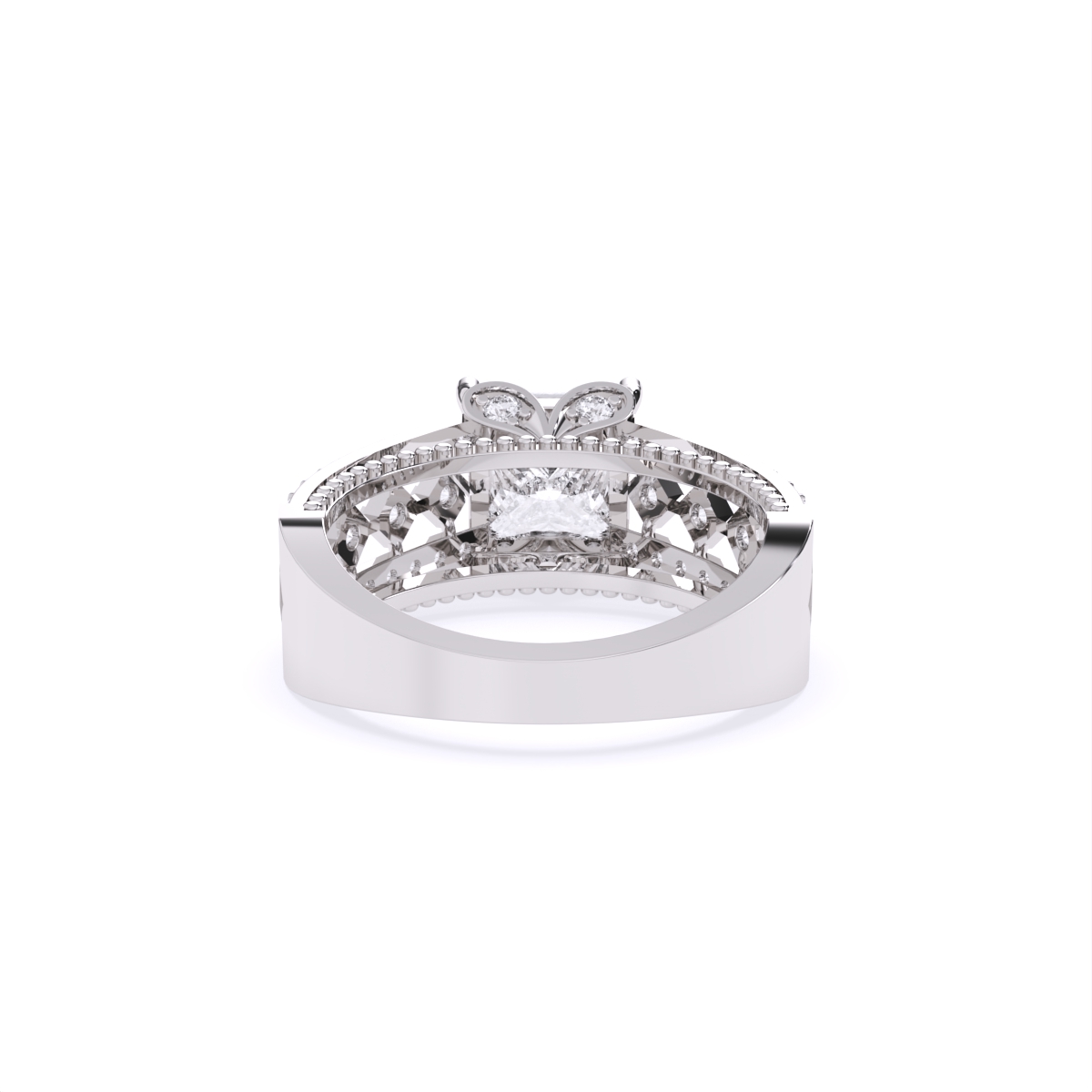 Princess Cut Solitaire Ring With Bold Diamond Band
