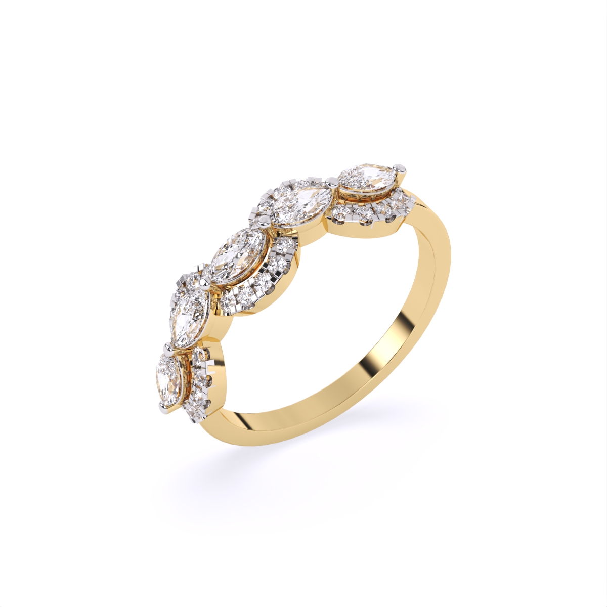 Glitzy Leaf Marquise Shape Diamond Ring