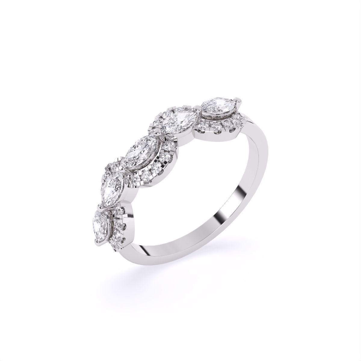 Glitzy Leaf Marquise Shape Diamond Ring