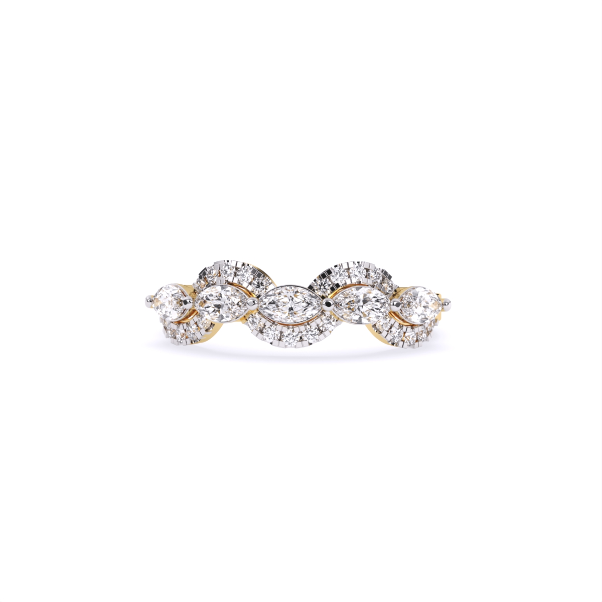 Glitzy Leaf Marquise Shape Diamond Ring