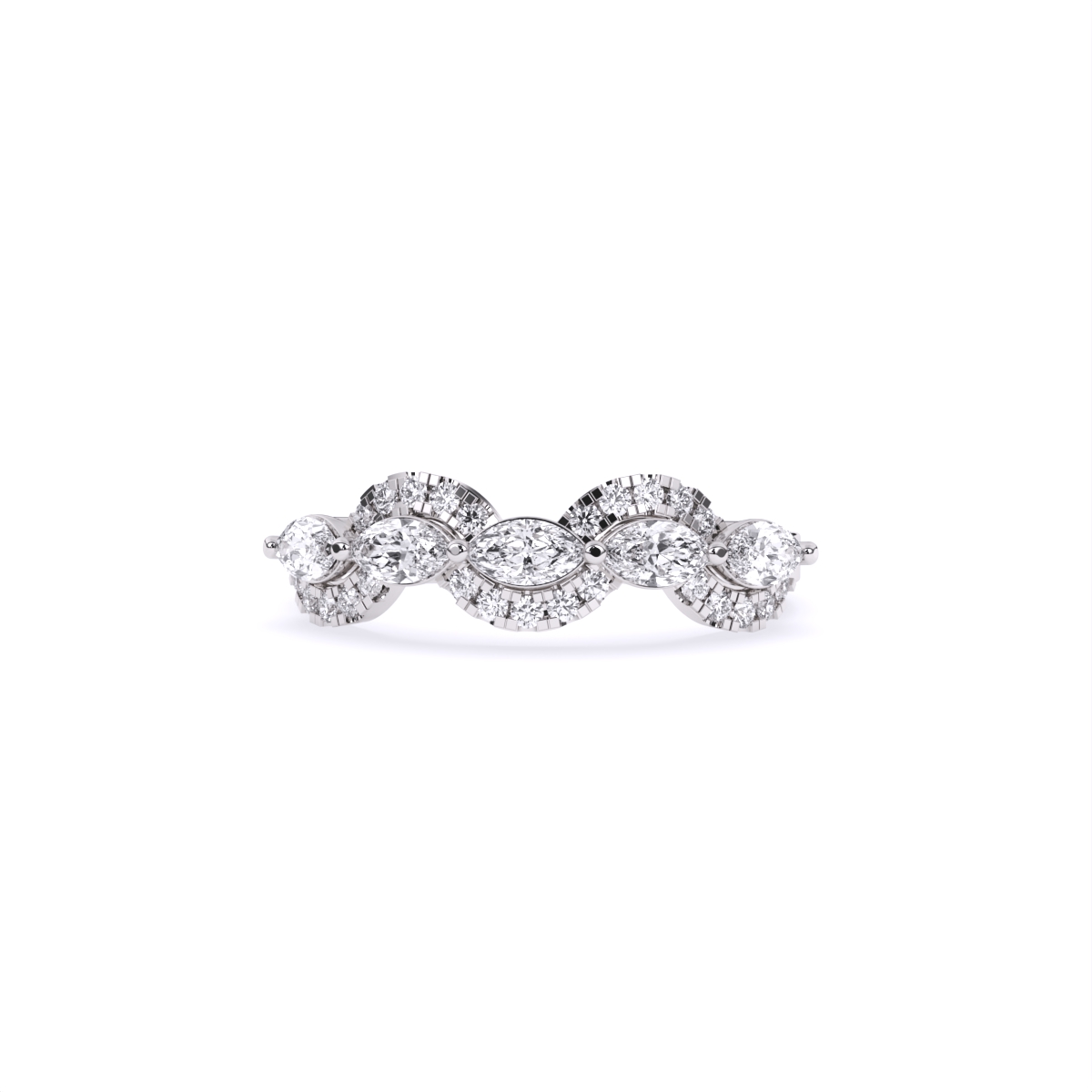 Glitzy Leaf Marquise Shape Diamond Ring