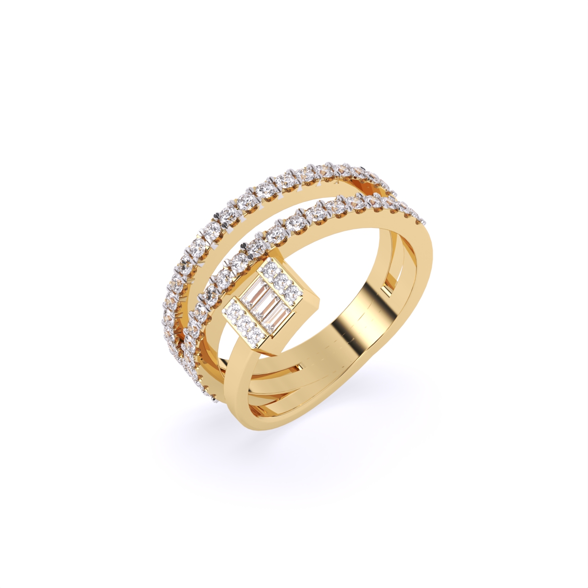 Minimal Line Baguette Center Diamond Ring